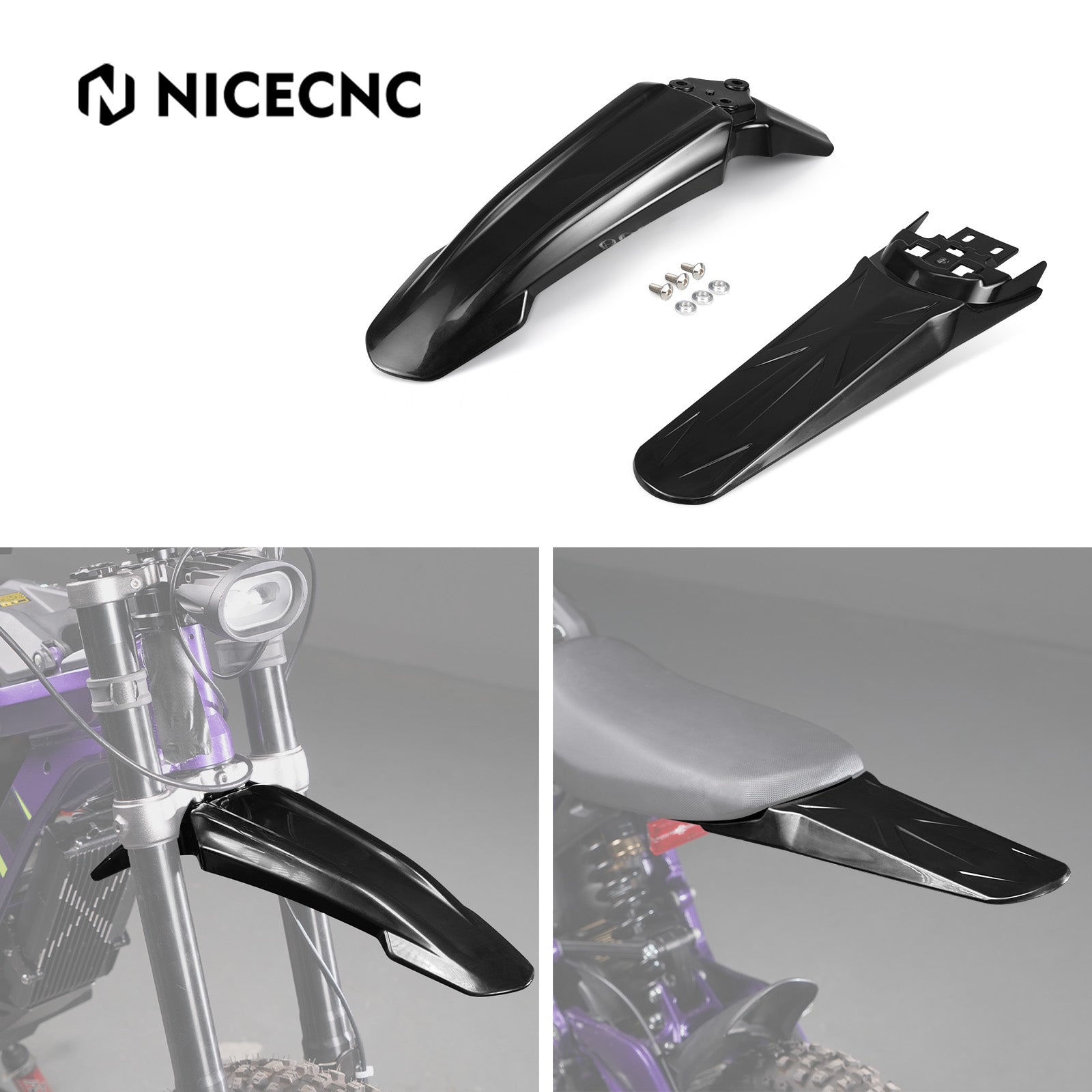Front Fender Mud Guard & Extended Rear Fender For Surron Light Bee X/S 2022-2024