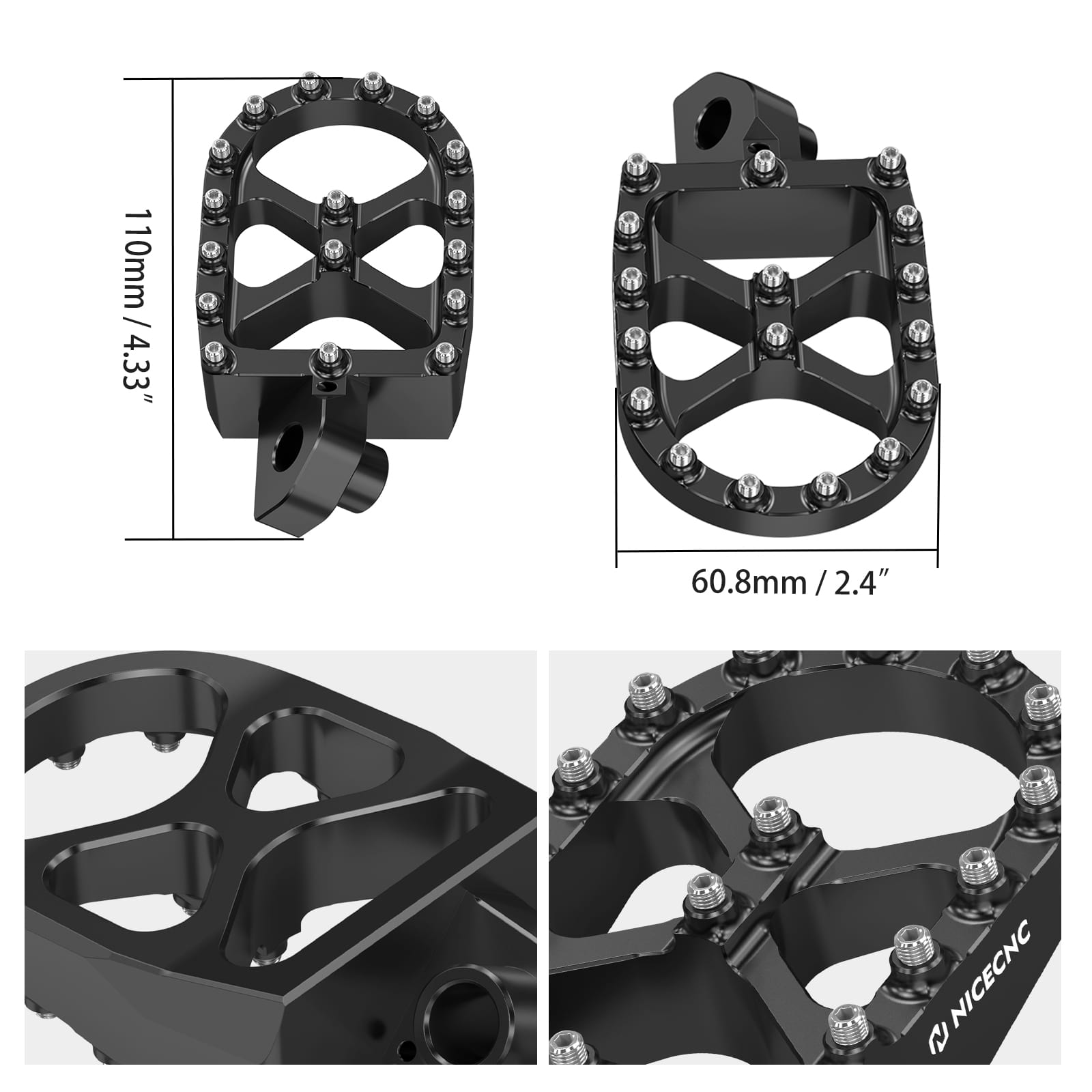 Enlarged Wide Foot Pegs Footrests Pedal For Suzuki DR650S / DR650SE 1996-2024