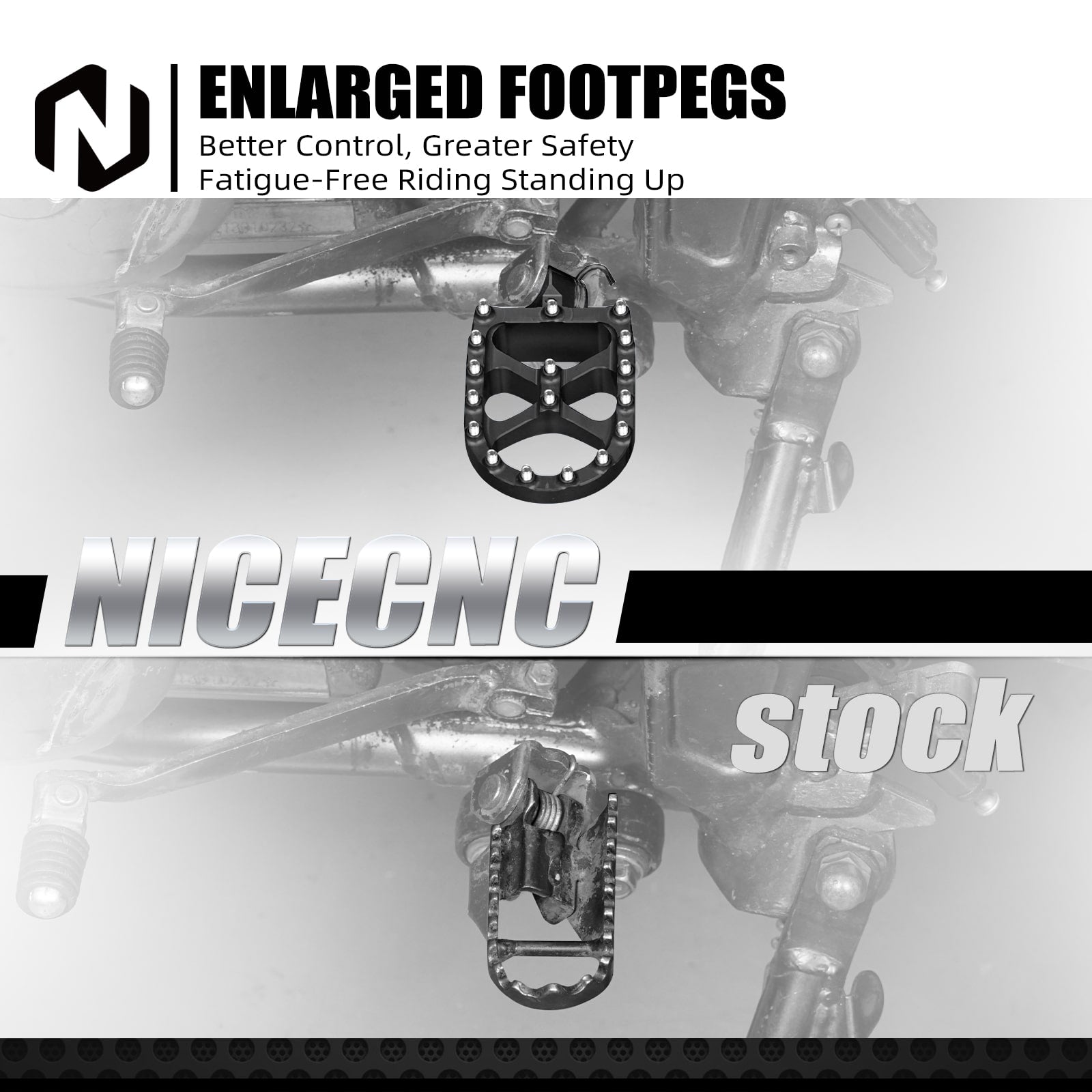 Enlarged Footpegs + Dual Control Rear Brake Pedal For Suzuki DR650 S / SE 1996-2025