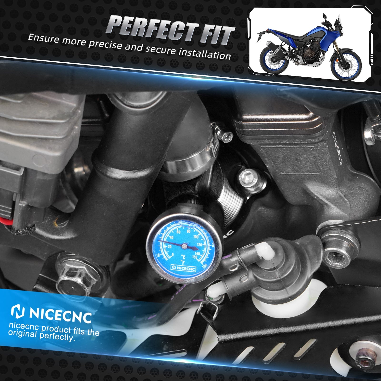 Thermostat Cover w/ Water Temperature Gauge for Yamaha Tenere 700 /XTZ700 2019-2024 Rally Edition 20-23