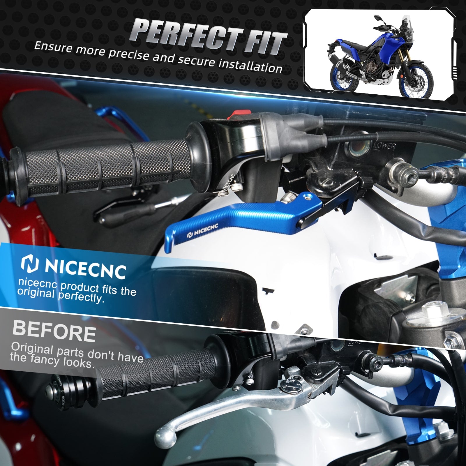 Shorty Brake Clutch Lever for Yamaha Tenere700 / XTZ700 2019-2024 XSR700 2018-2024 MT-07 2018-2020