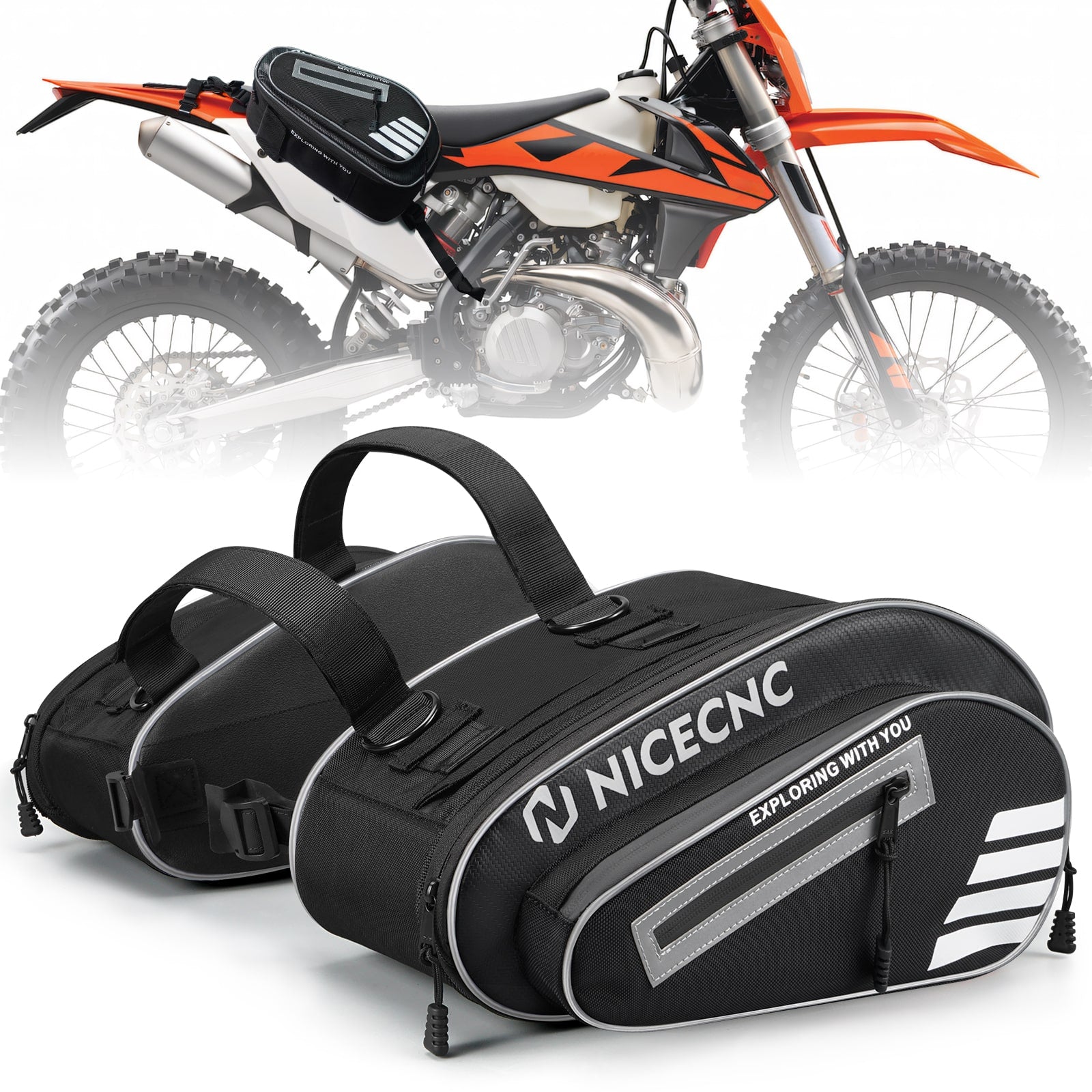 Universal Motorcycle Saddlebags 36L Large Capacity Multiple Pockets