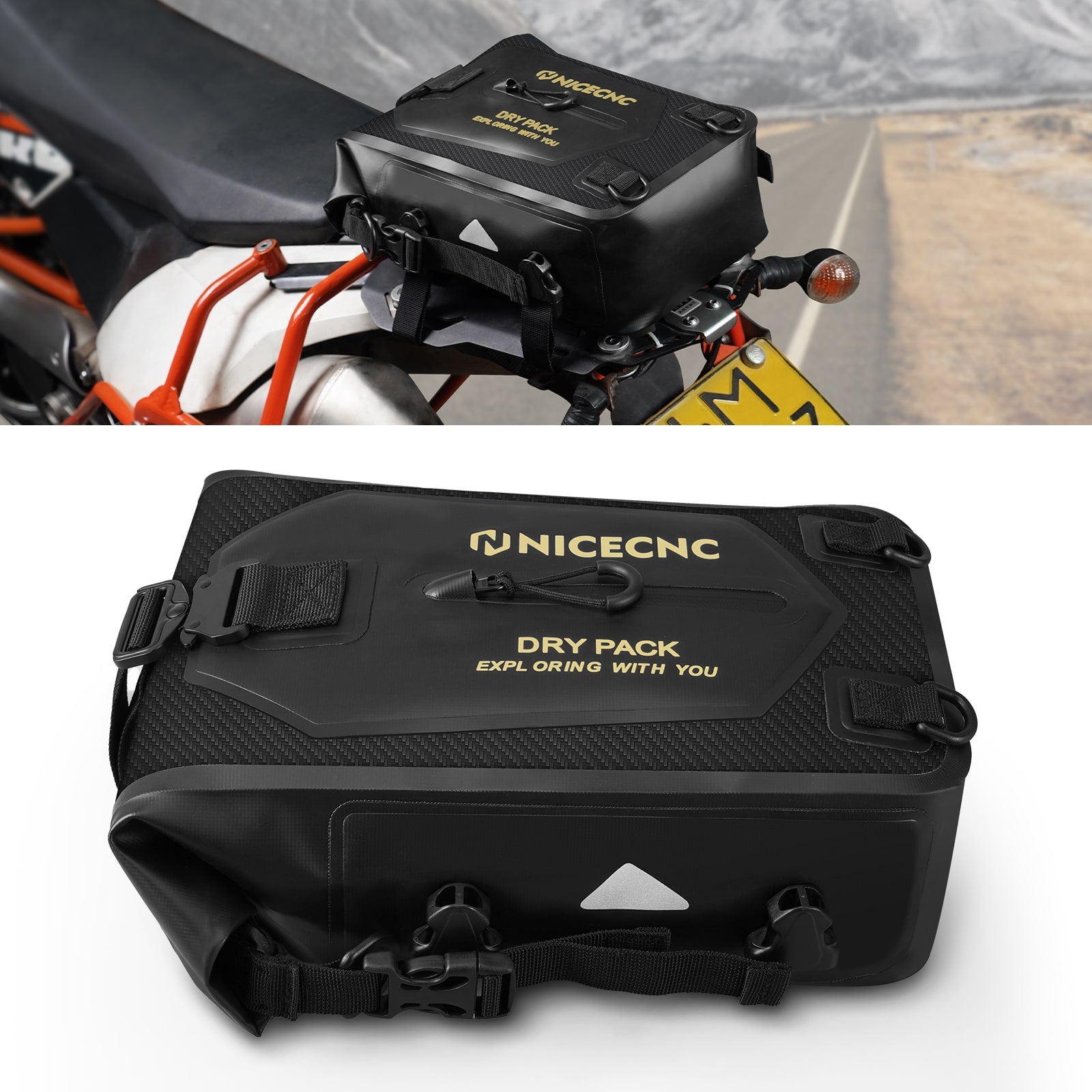 Universal Motorcycle ATV Dry Tail Bag Waterproof Storage Sissy Bar Luggage Bag