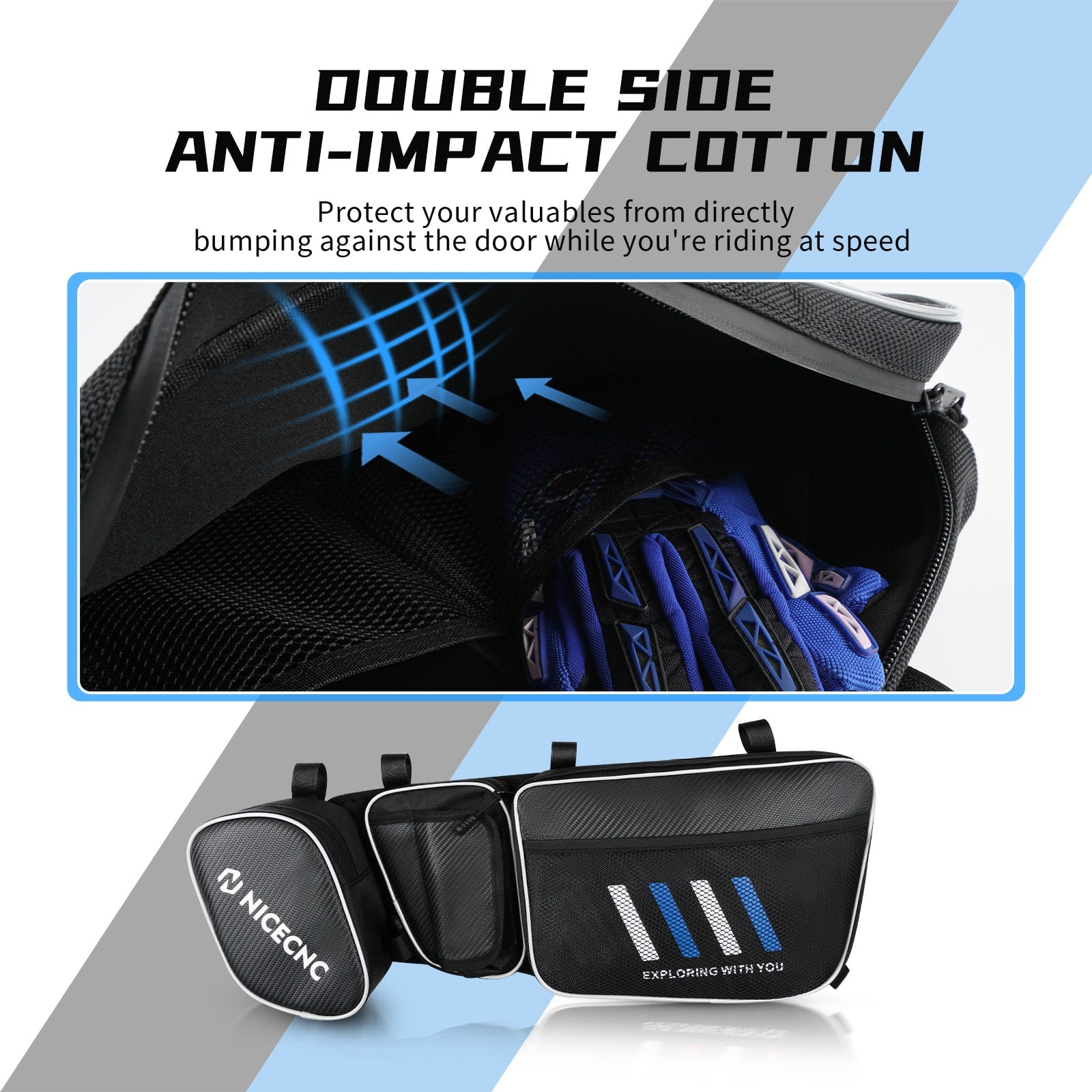UTV Front Side Door Bags w/ Removable Knee Pad for Can Am Maverick X3 Turbo 2017-2023