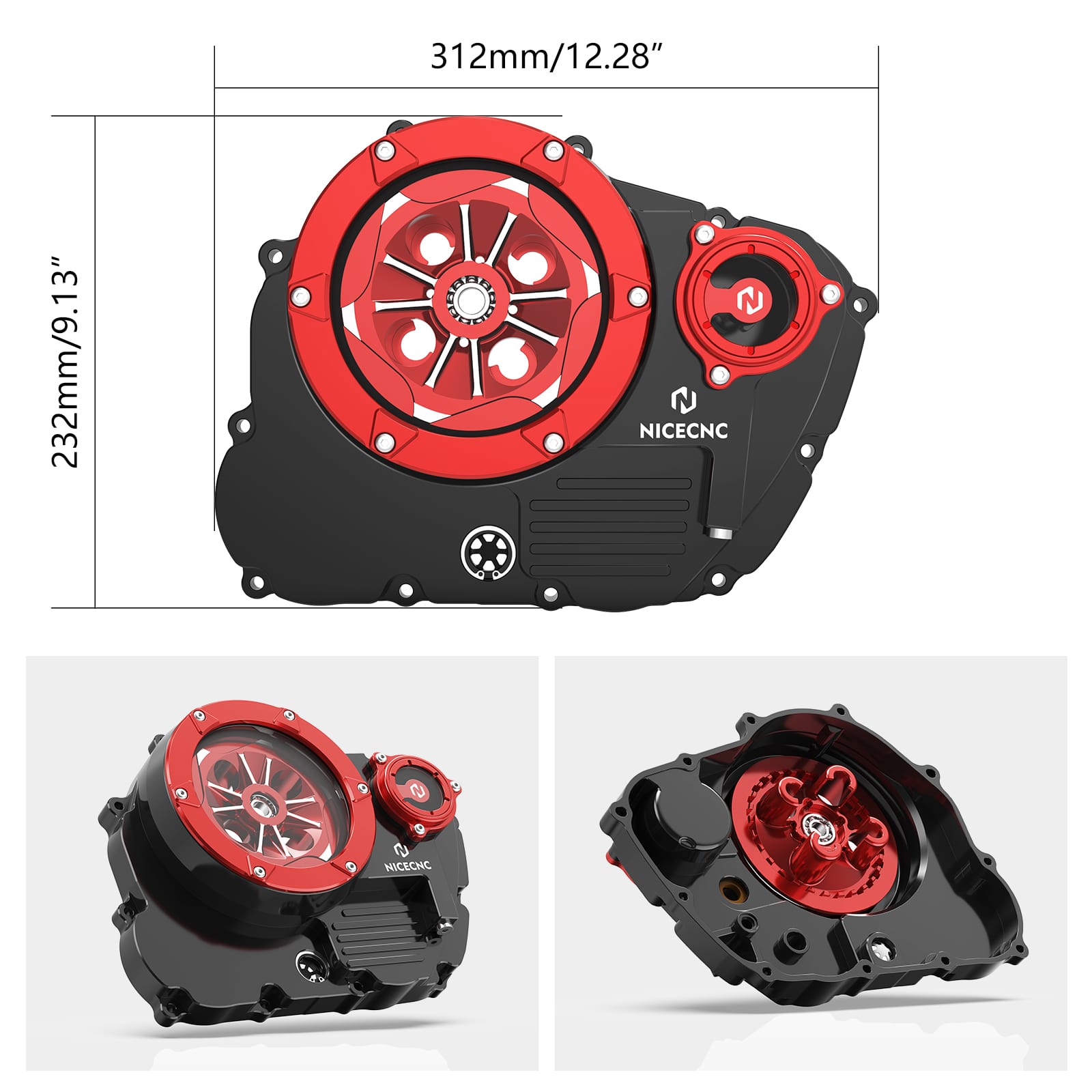 NICECNC Upgraded Red Alternator Cover Guard Protector 6061-T6 Billet  Aluminum Compatible with Honda XR650L 1993-2023