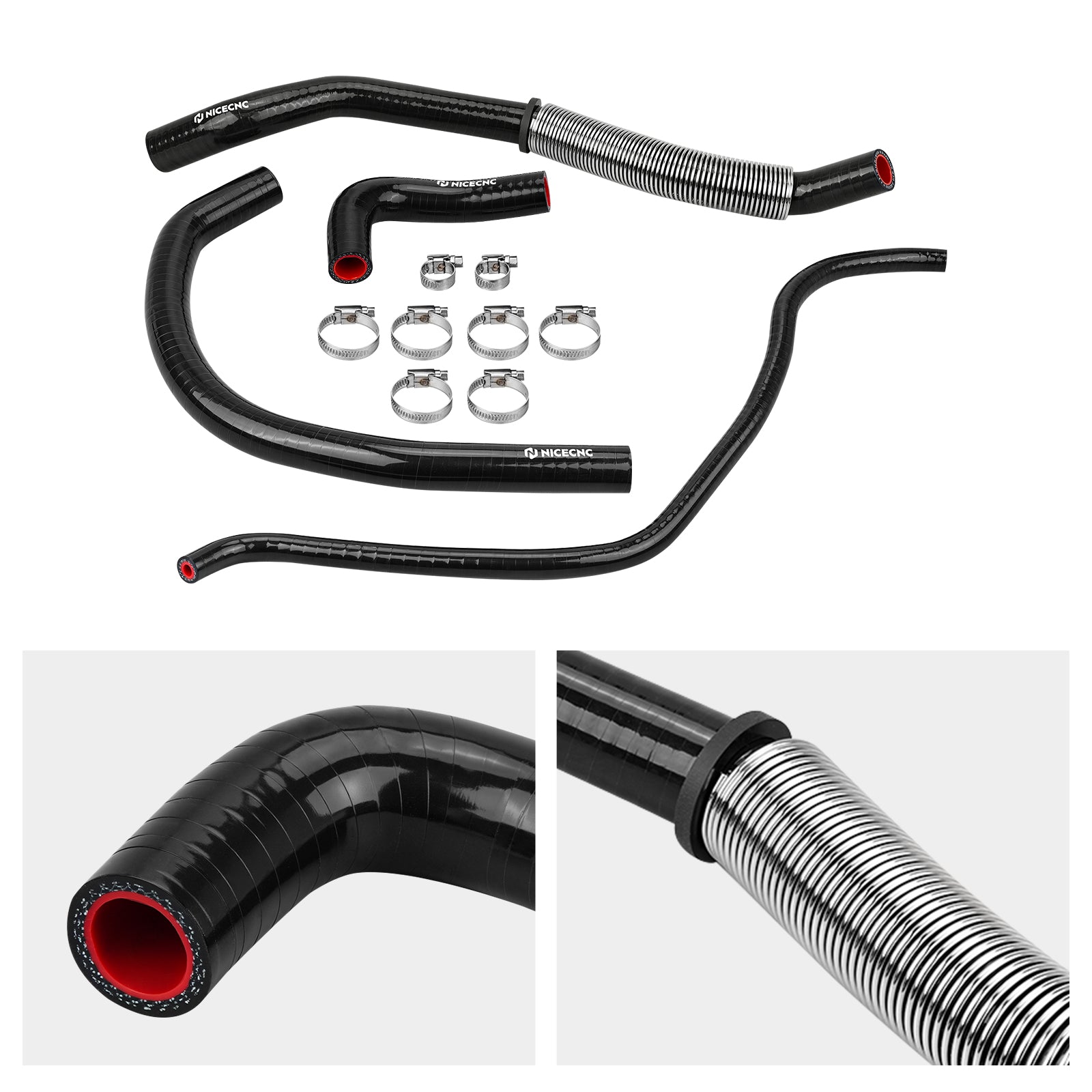 ATV Silicone Radiator Hose Kit w/Heat Shield Adapters For Yamaha Banshee 350 1987-2006