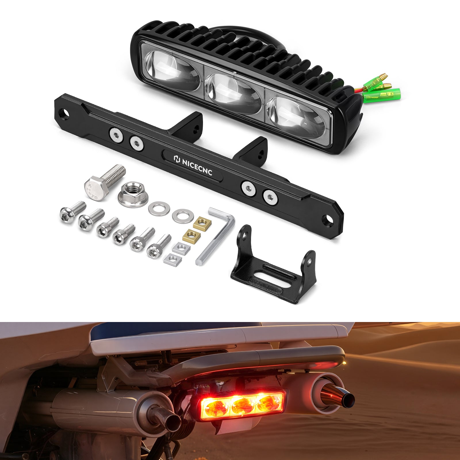 Plug & Play LED Rear Brake Light w/Bracket For Yamaha Warrior Banshee 350 Blaster 200