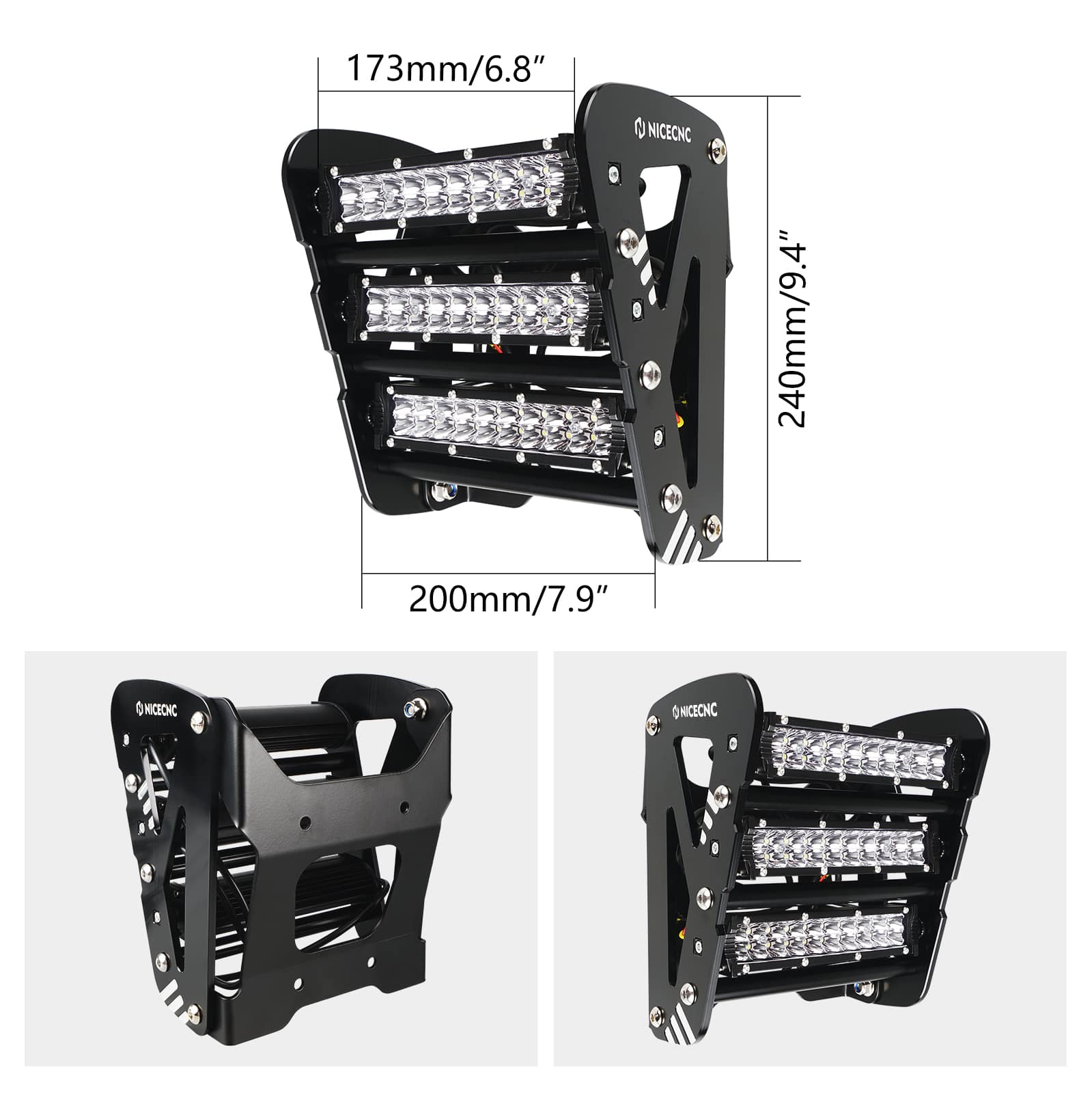 ATV Front Bumper w/60W LED Headlight Light Bar Mount Bracket For Yamaha Raptor 700