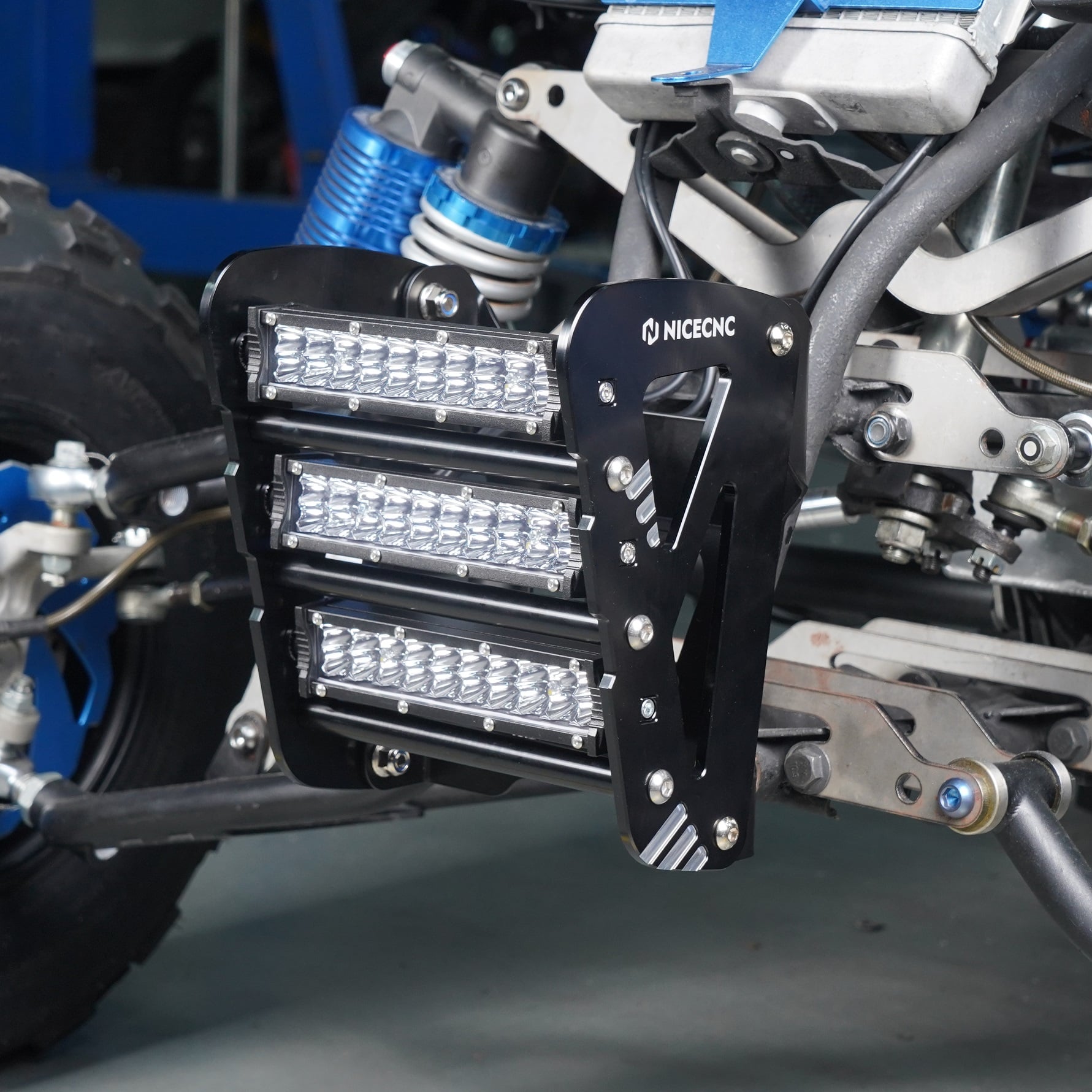 ATV Front Bumper w/60W LED Headlight Light Bar Mount Bracket For Yamaha Raptor 700