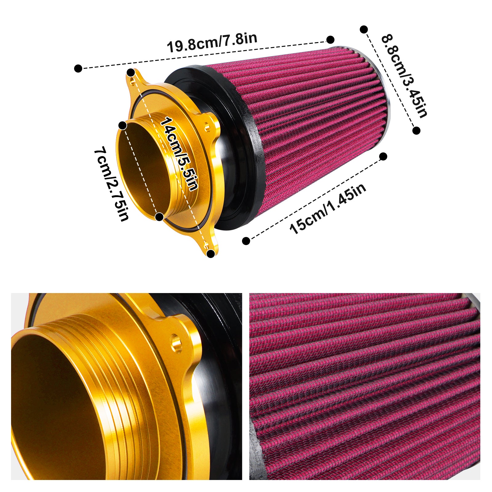 ATV High-Flow Air Filter Intake Cleaner w/Adaptor Kit For Yamaha Raptor 700 700R