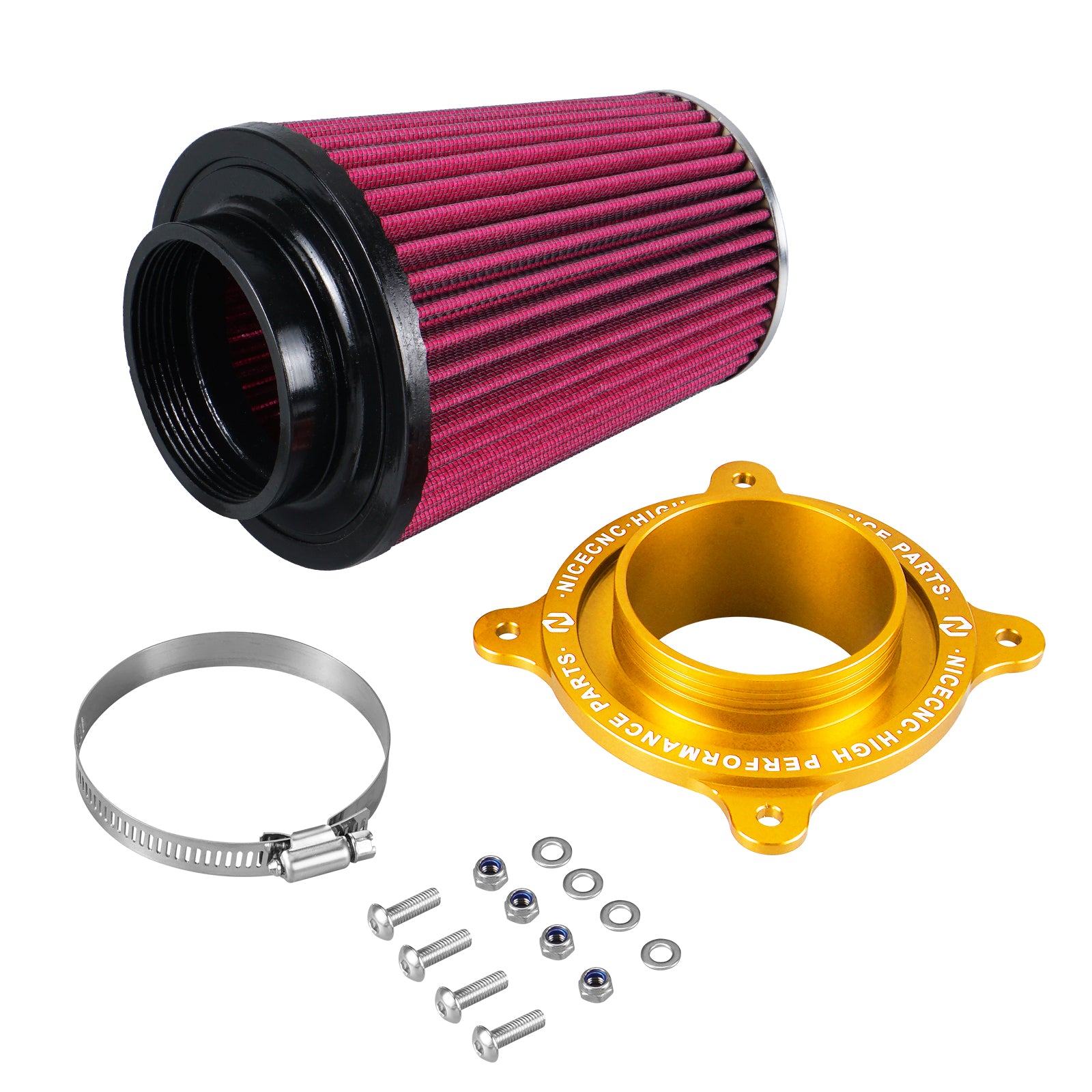 ATV High-Flow Air Filter Intake Cleaner w/Adaptor Kit For Yamaha Raptor 700 700R