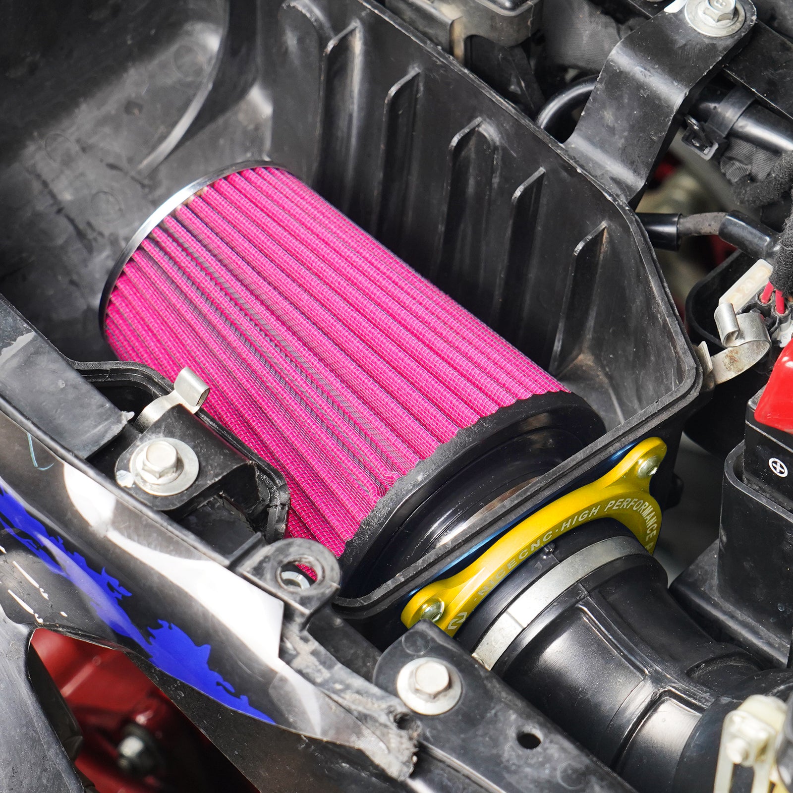 ATV High-Flow Air Filter Intake Cleaner w/Adaptor Kit For Yamaha Raptor 700 700R