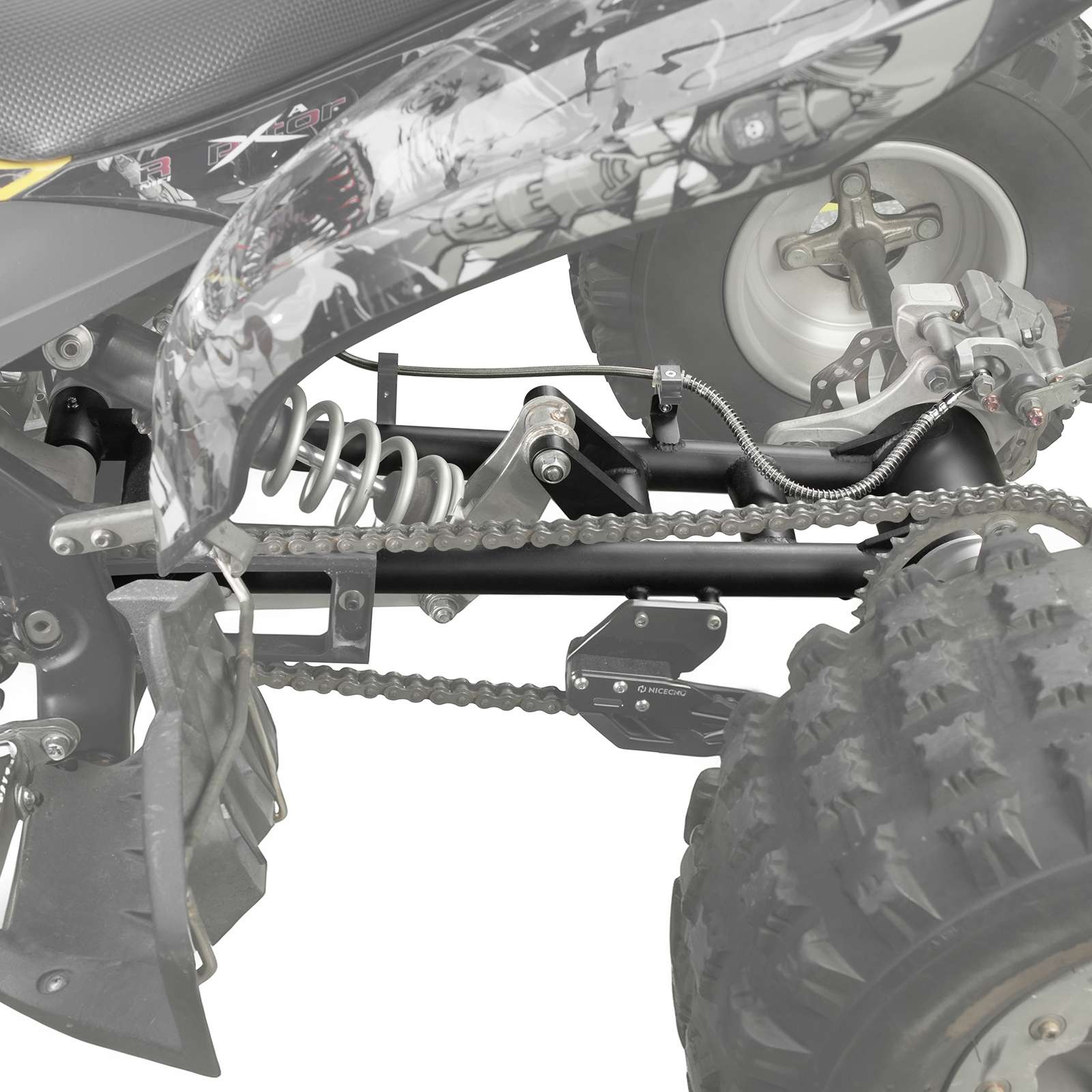 ATV +6" Extended Swingarm & Rear Axle Bearing Carrier Housing For Yamaha Raptor 700 R