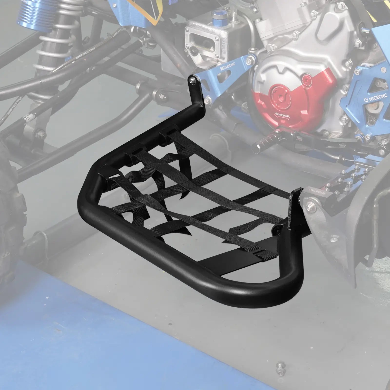 Foot Peg Nerf Bars Heel Guards w/Webbing For Yamaha Raptor 700 R 06-26