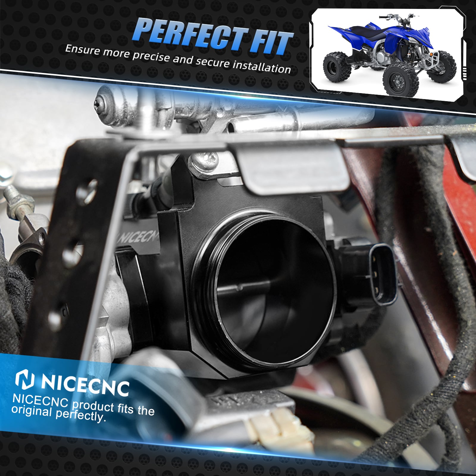ATV Upgraded 50MM Diameter Throttle Body Assy Kit For Yamaha Raptor 700 2008-2024