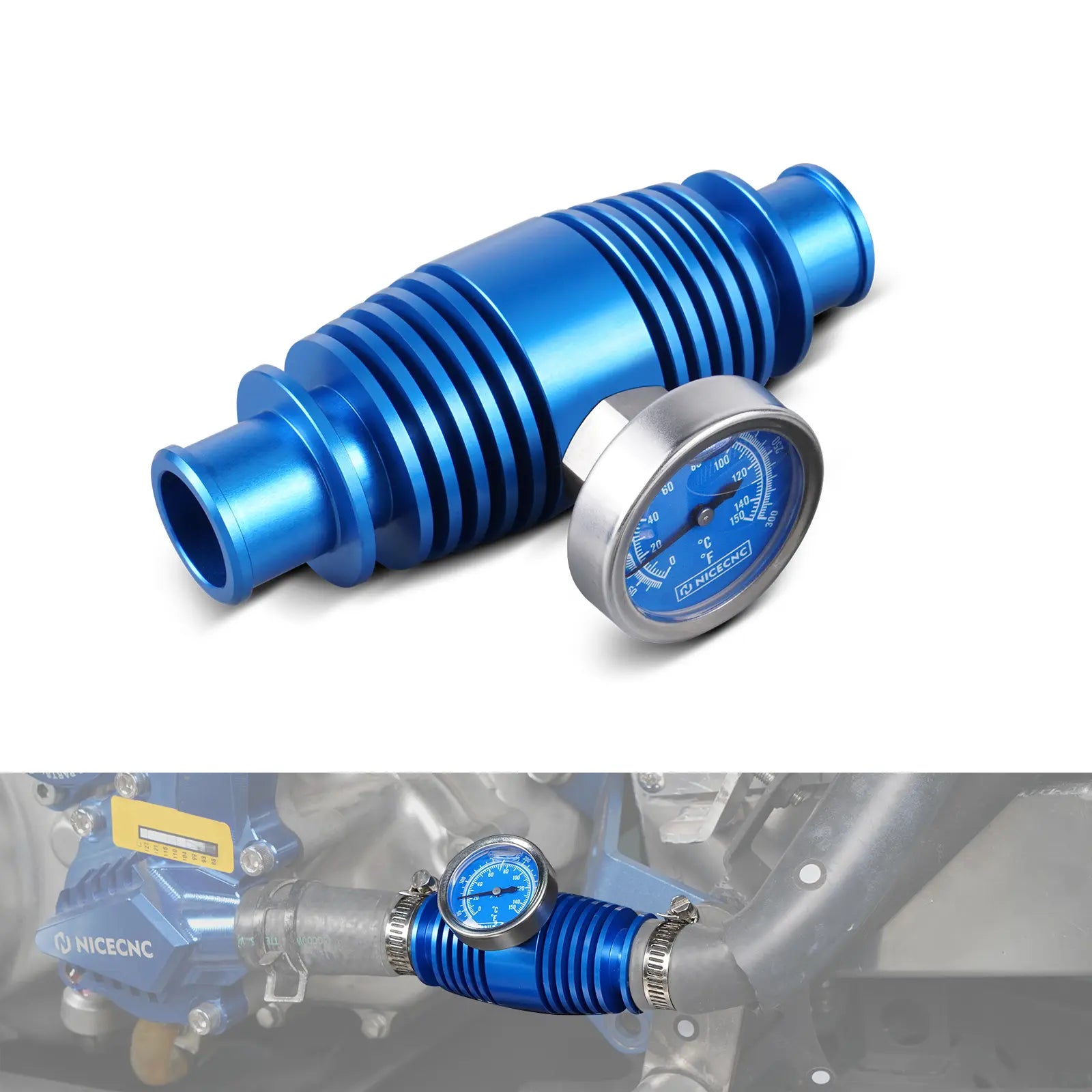 Radiator Inline Cooler w/Temp Gauge For Yamaha Raptor Grizzly 700 R YFZ450R
