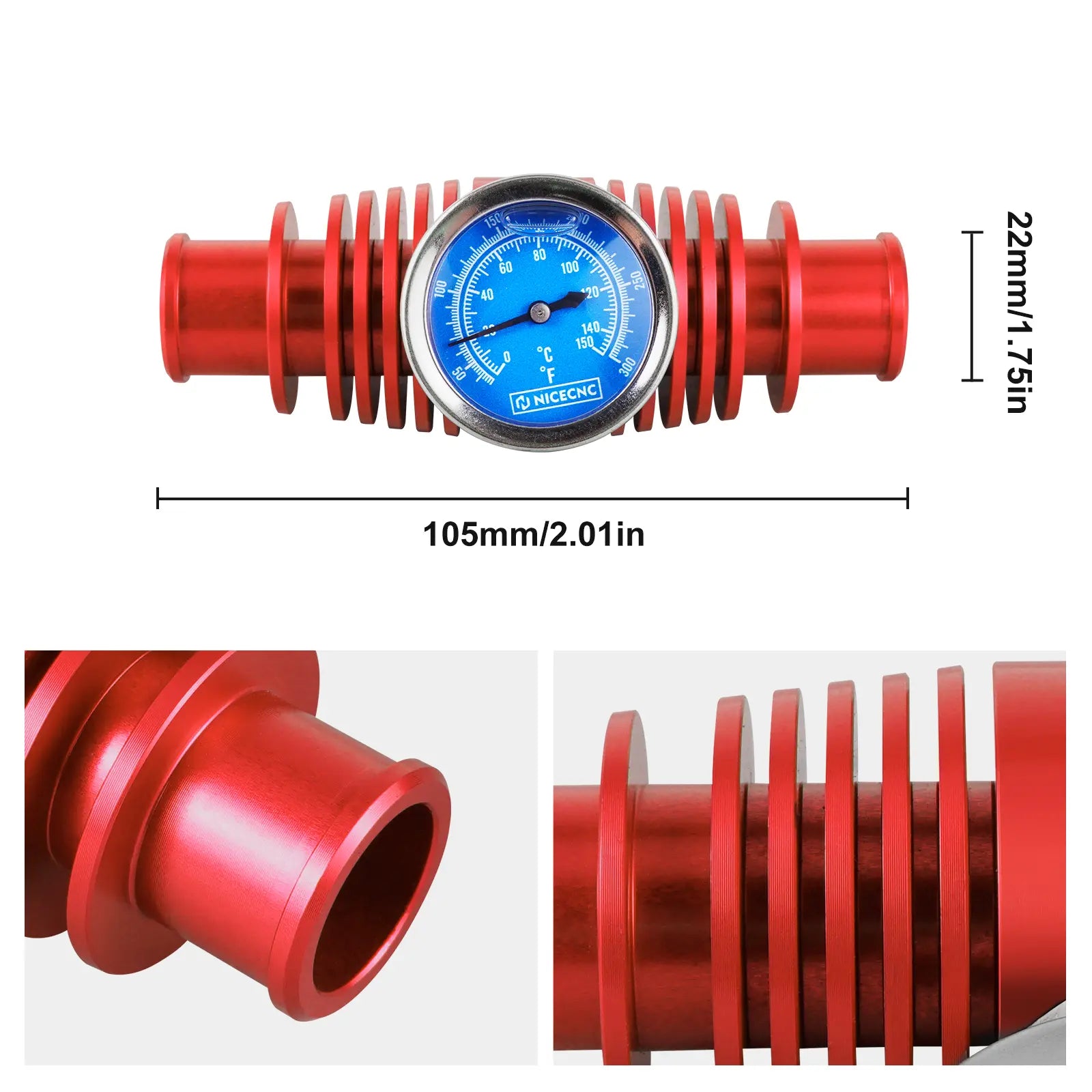 Radiator Inline Cooler w/Temperature Gauge For Honda TRX 450 R / 250R / 700XX