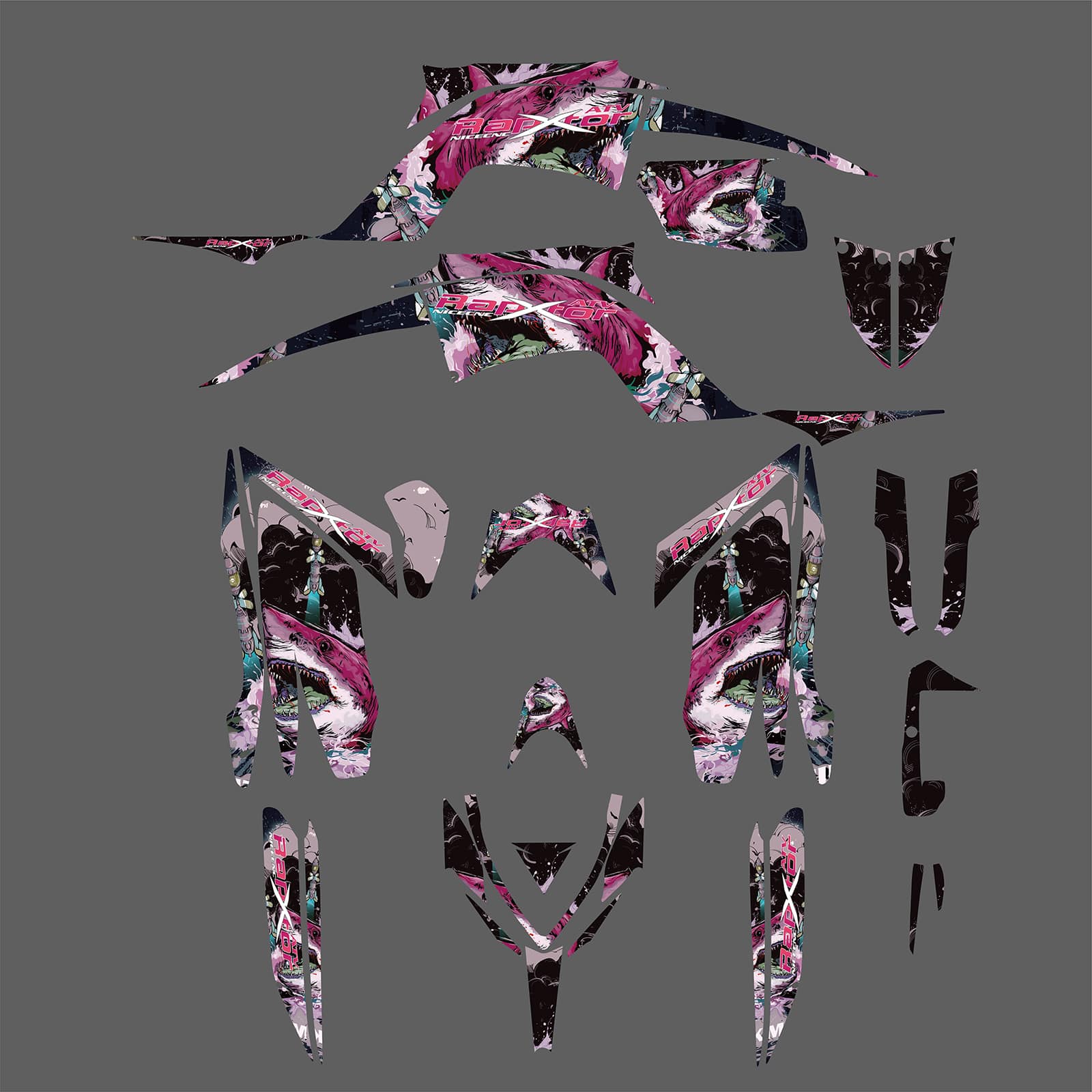 ATV Full Graphics Background Sticker Decal Kits For YAMAHA RAPTOR700 2013-2023