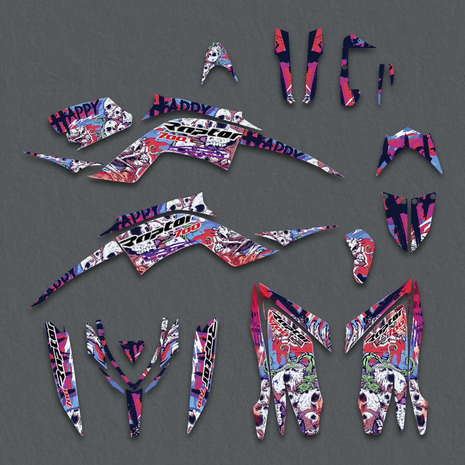 ATV Decals Full Graphics Background Protection Stickers Set For YAMAHA RAPTOR 700 2013-2023