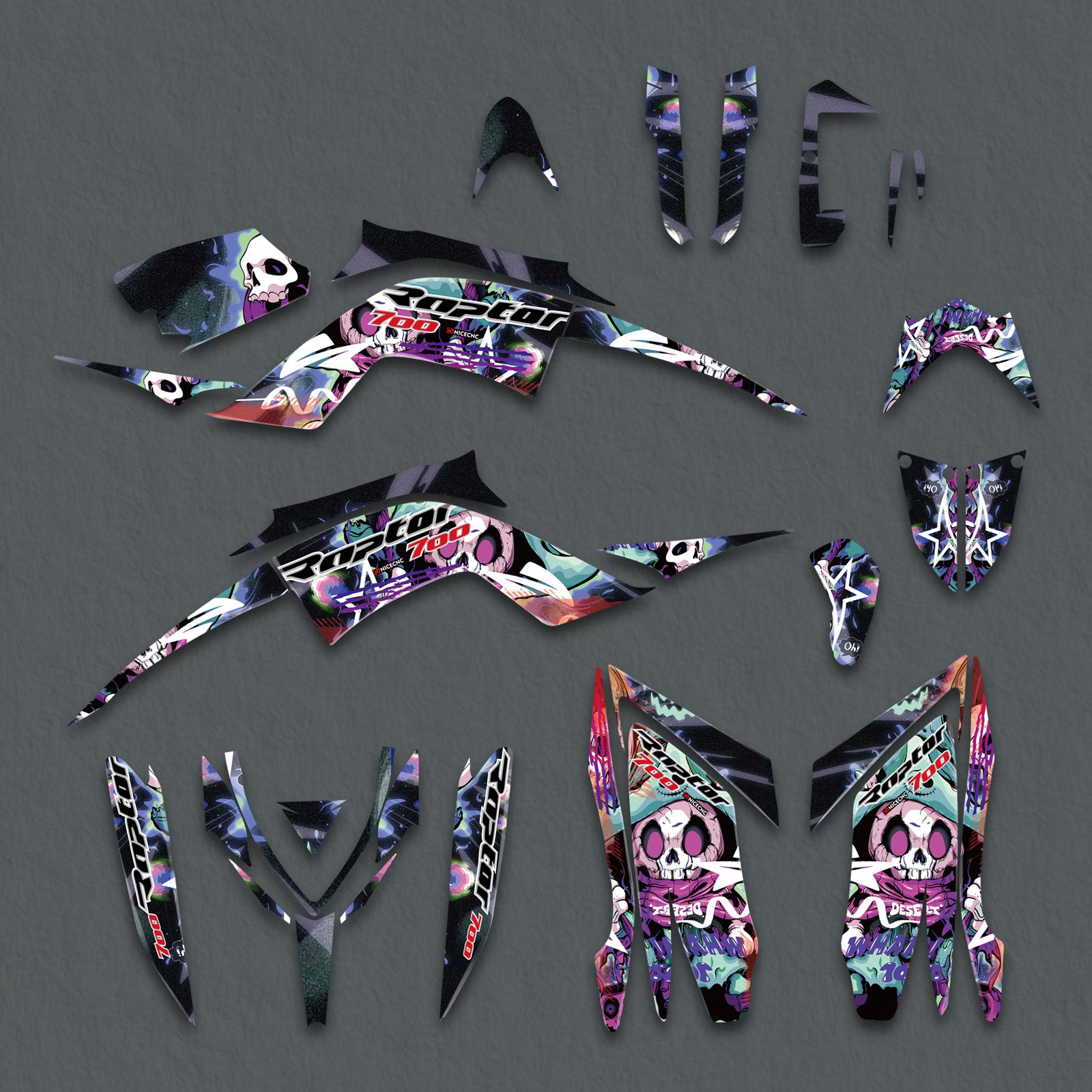 ATV Decals Full Graphics Background Protection Stickers Set For YAMAHA RAPTOR 700 2013-2023