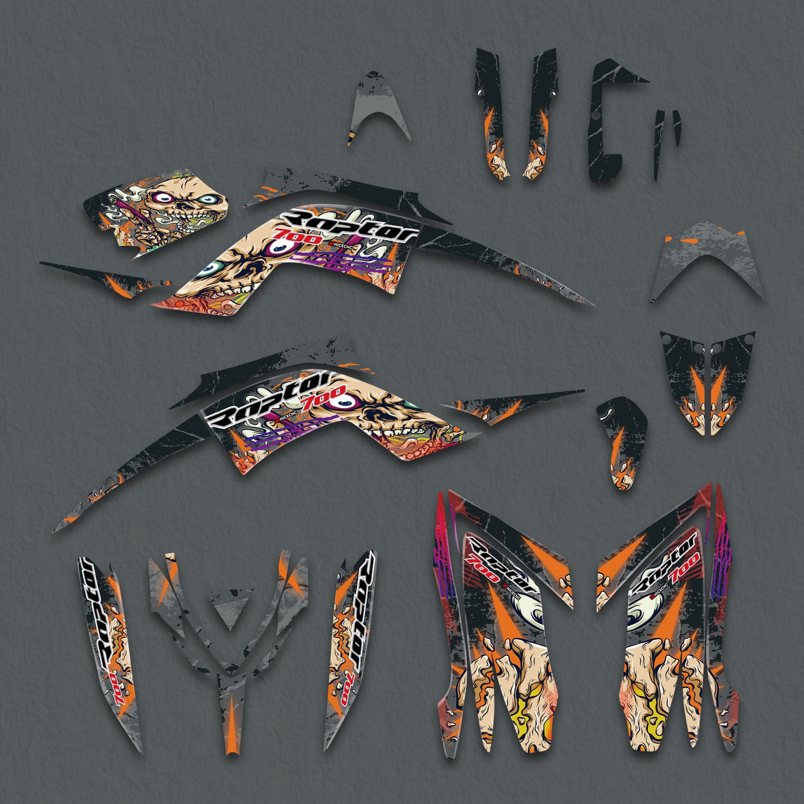 ATV Decals Full Graphics Background Protection Stickers Set For YAMAHA RAPTOR 700 2013-2023