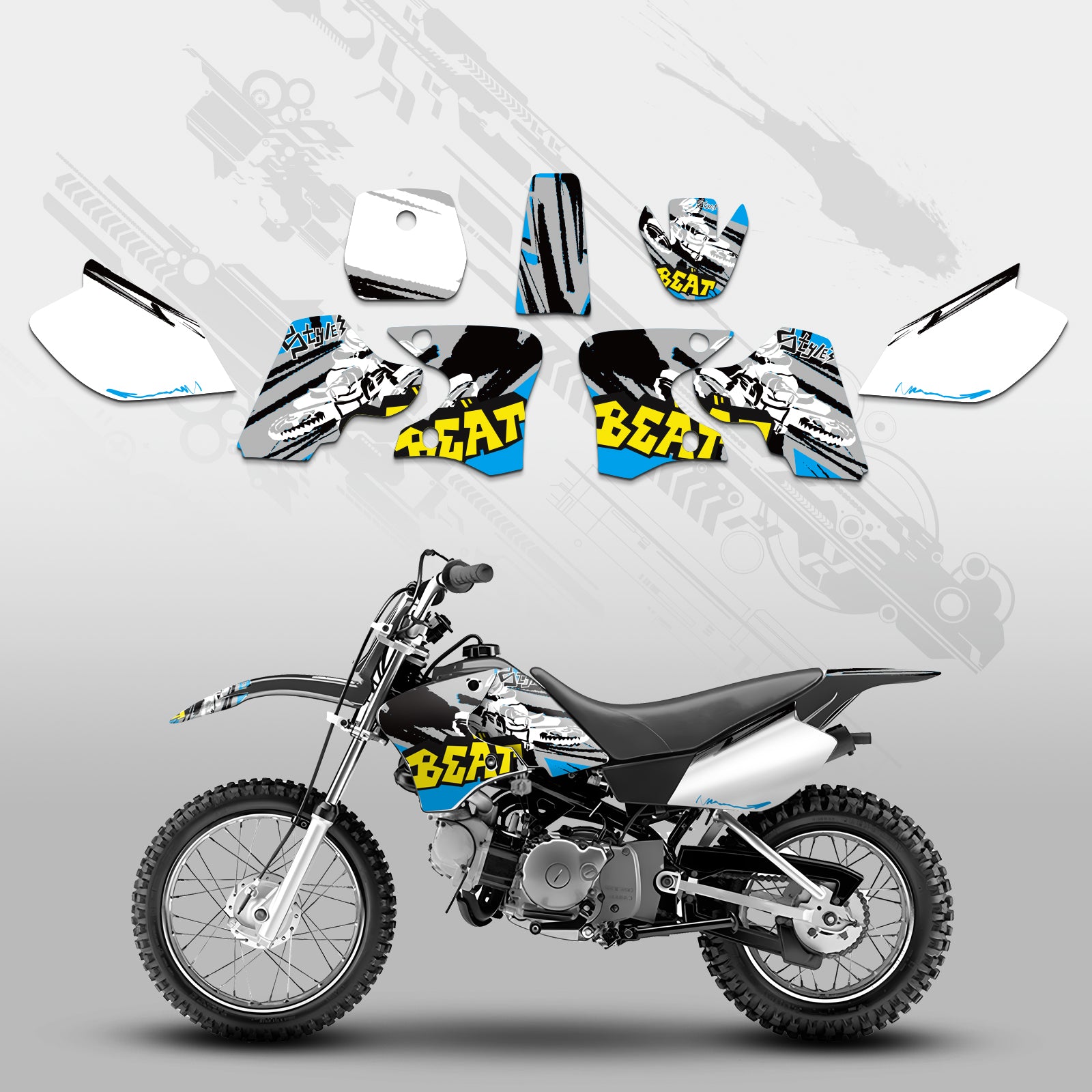 Full Graphics Kit Decals For Yamaha TTR90 2000-2007 - Dirt Pit Bike Stickers