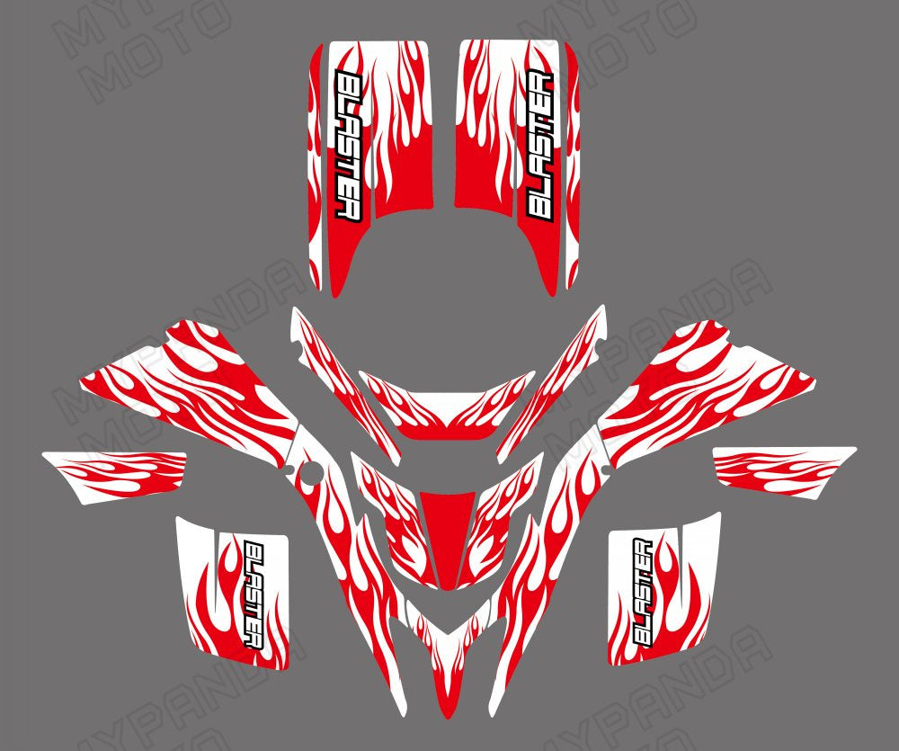 Orafol Yamaha Blaster Decal Kit - Yellow/White Graphics - 19pc - Fits 1988-2002 YFS200 - Made In USA