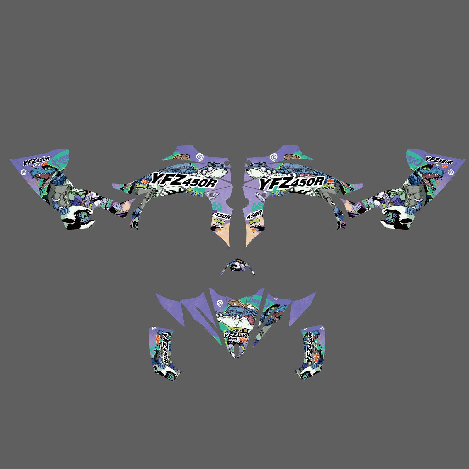 ATV Full Graphic Decals Stickers Kit For YAMAHA YFZ450R 2014-2022