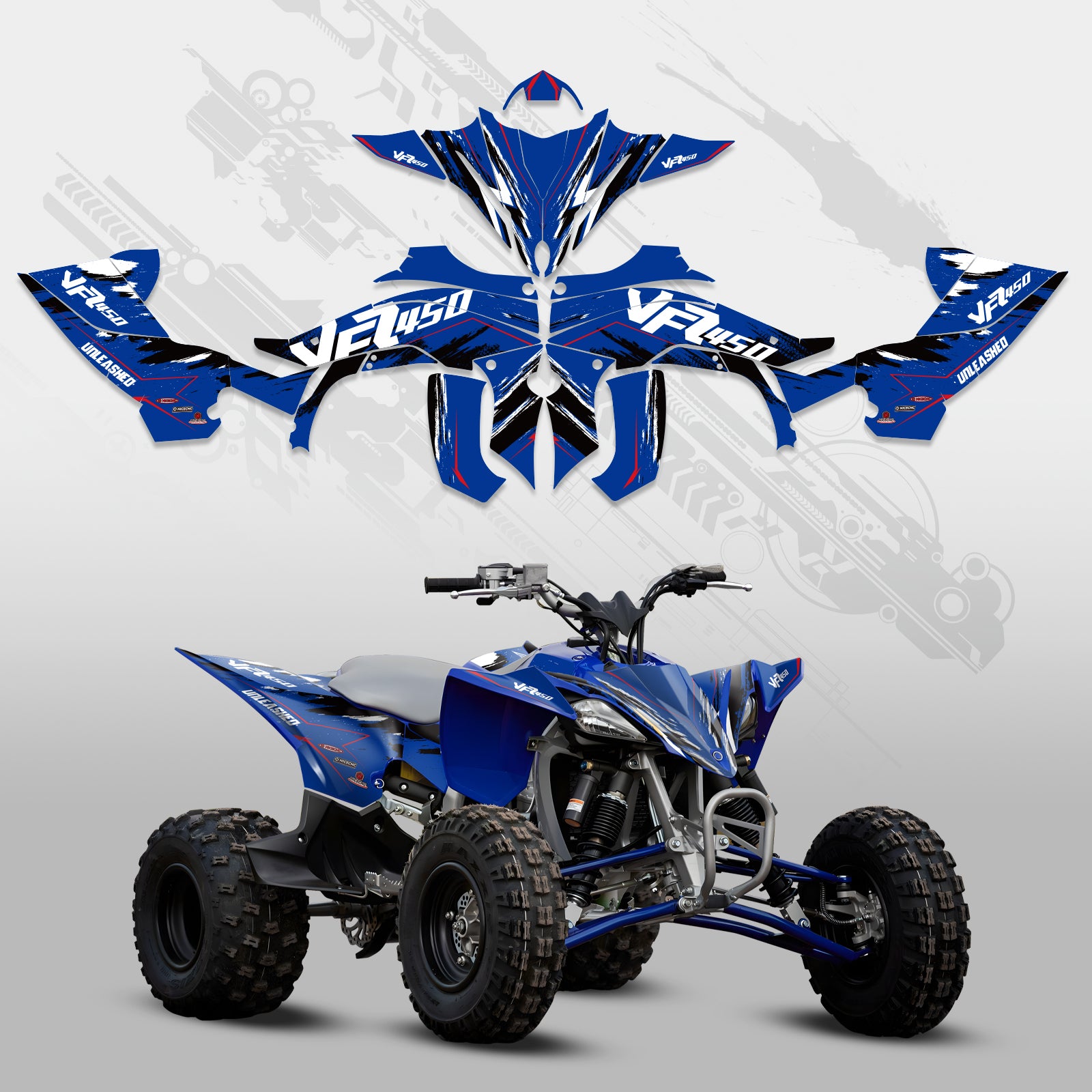 ATV Full Graphics Decals Stickers Kit For YAMAHA YFZ450R 2014-2022