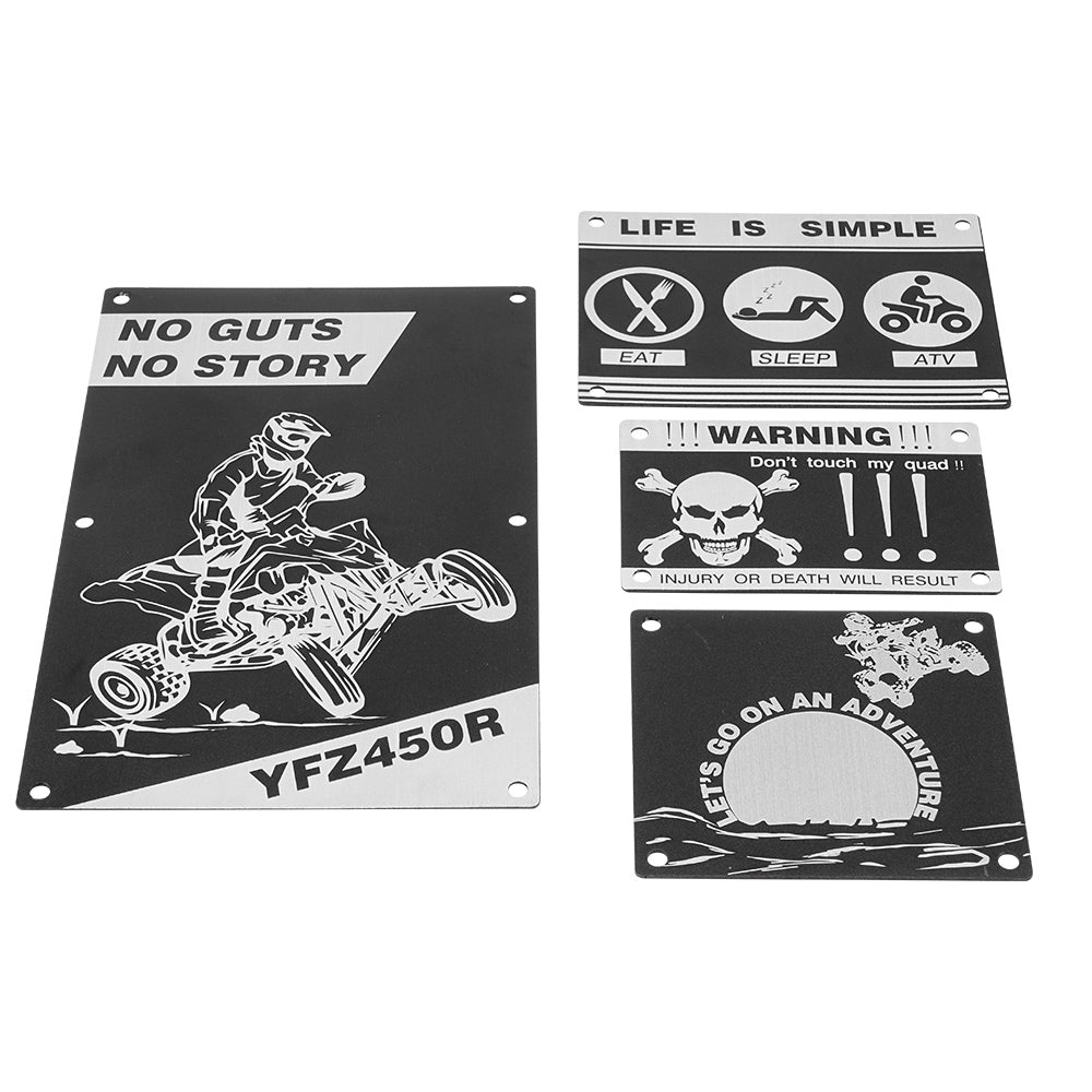 4x Fender Warning Sign Tags Plates Badges For Yamaha YFZ450R 2009-2024