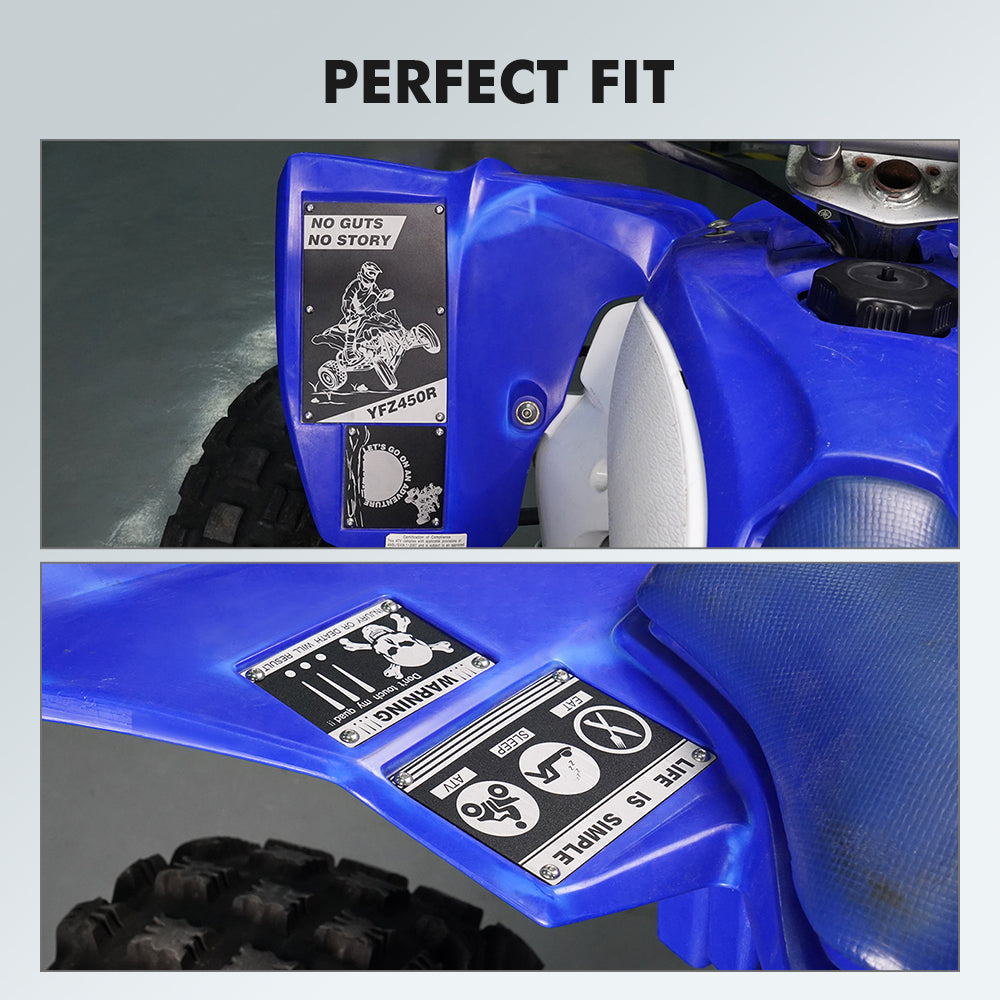 4x Fender Warning Sign Tags Plates Badges For Yamaha YFZ450X 10-11 YFZ450R 2009-2013