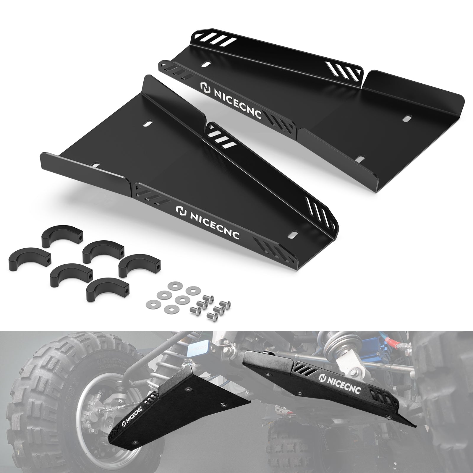 Front A-Arm Skid Plate Guard Protector Kit For Yamaha YFZ450R 2009-2026