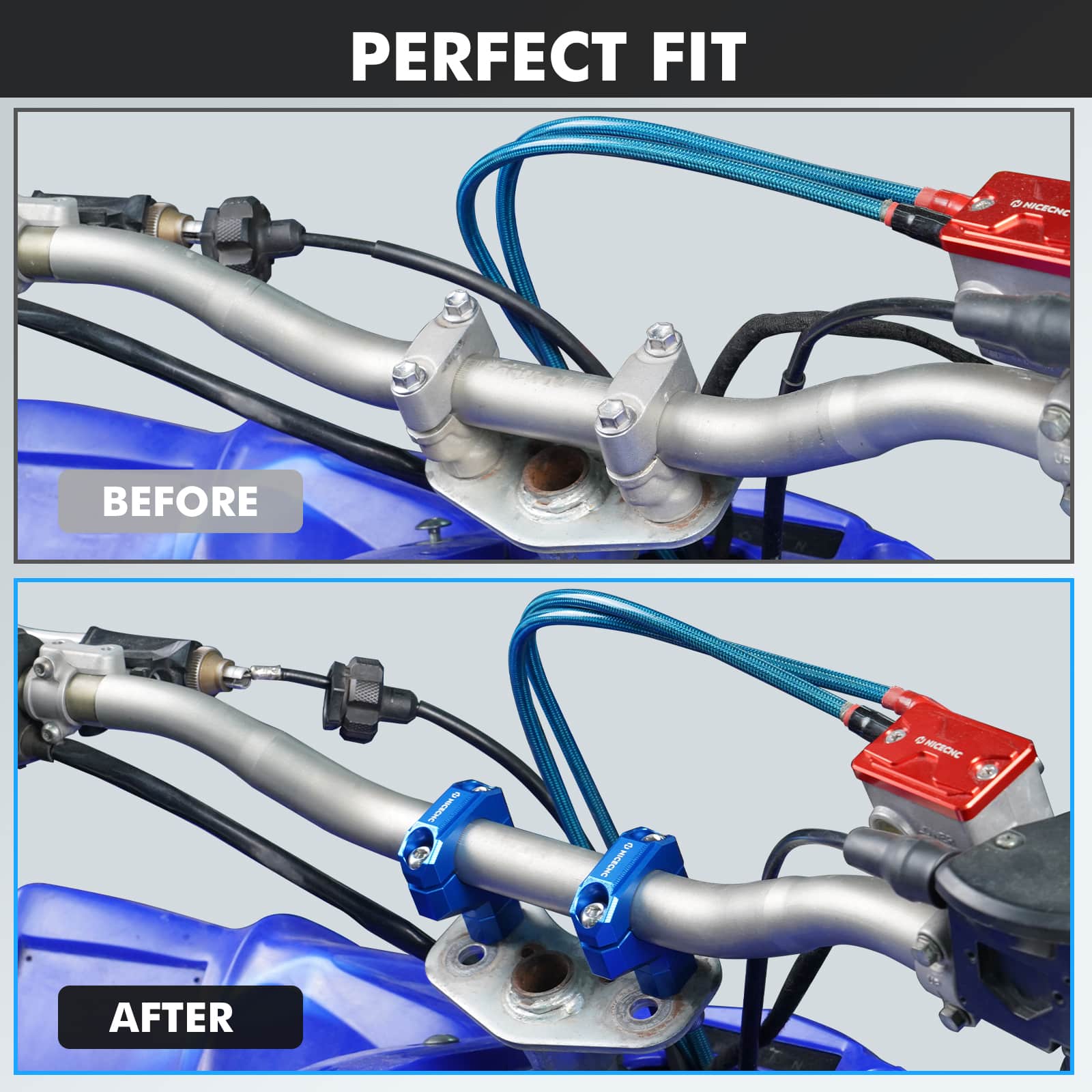 ATV Adjustable 25mm Handlebar Risers Clamps For Yamaha YFZ450R 2009-2024