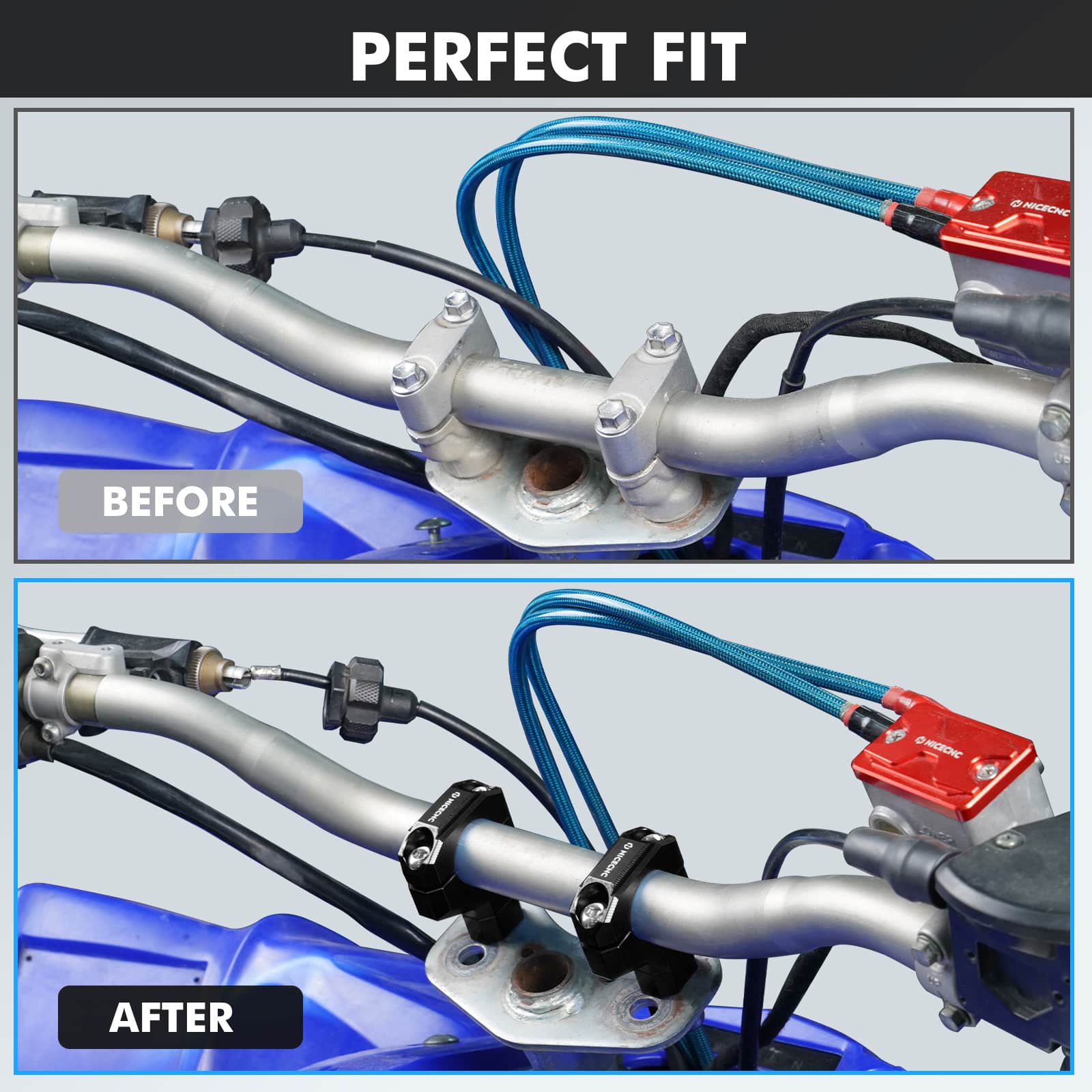 ATV Adjustable 25mm Handlebar Risers Clamps For Yamaha YFZ450R 2009-2024