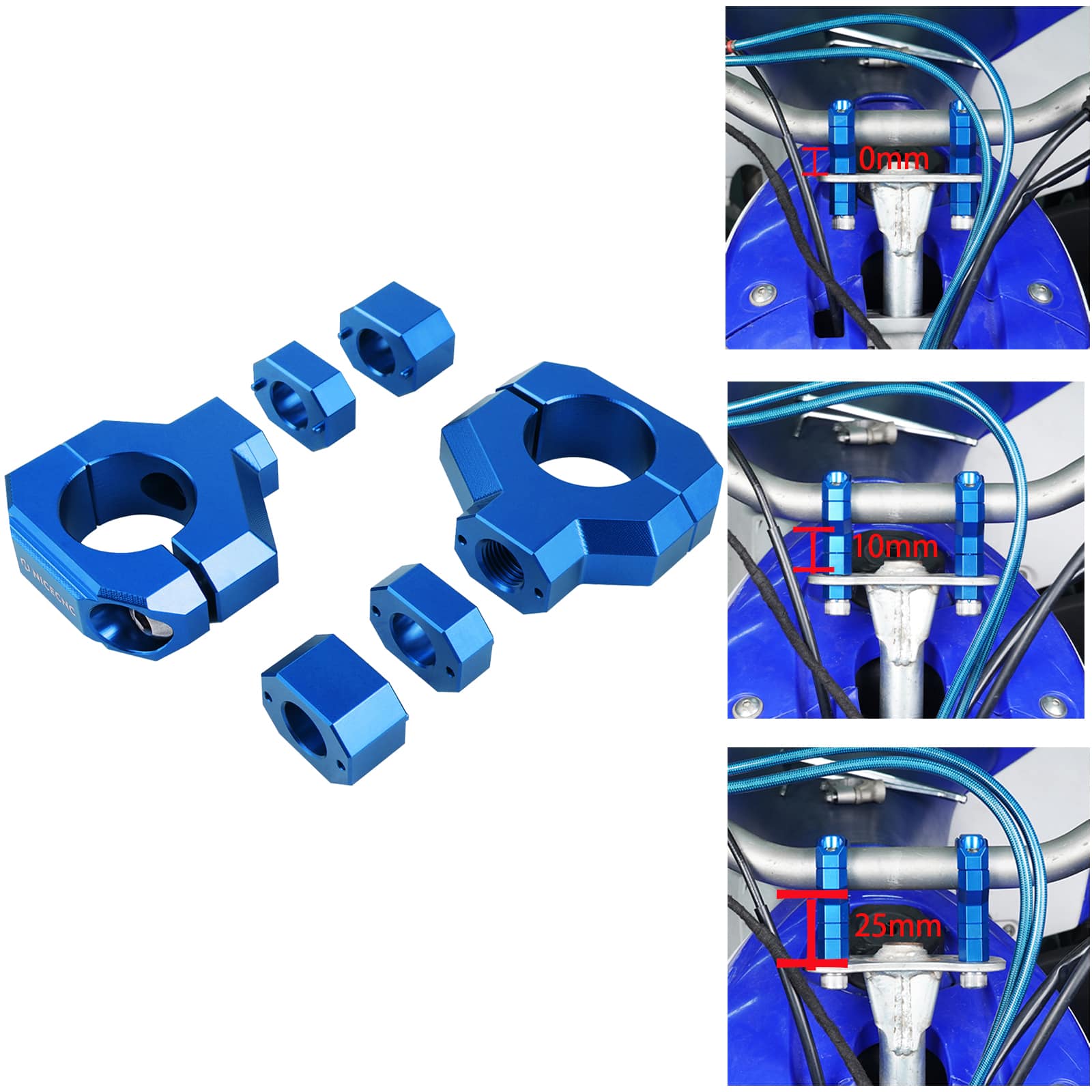ATV Adjustable 25mm Handlebar Risers Clamps For Yamaha YFZ450R 2009-2024