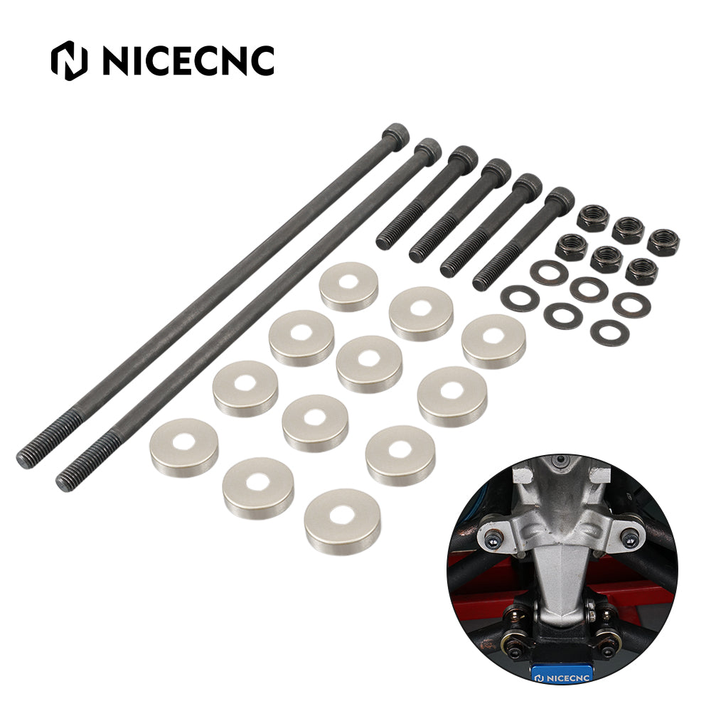 Upper + Lower A-Arm Bolts Dust Cover Caps Washers Lock Nuts Kit For Yamaha YFZ450R 2009-2023