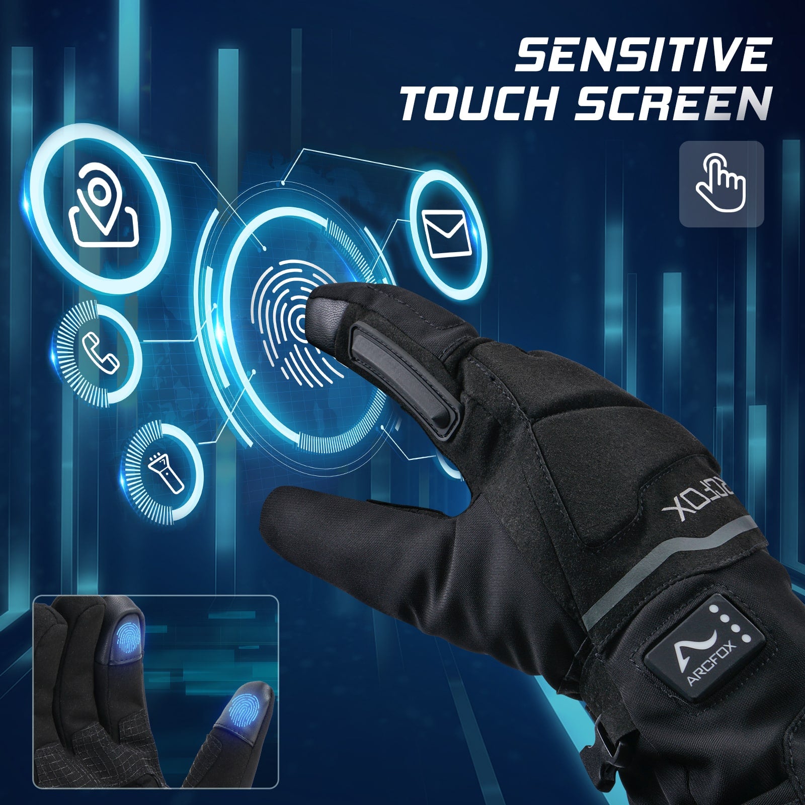 Electric Heated Gloves Winter Warm Rechargeable Touch Screen for Motorcycle Outdoor Sports