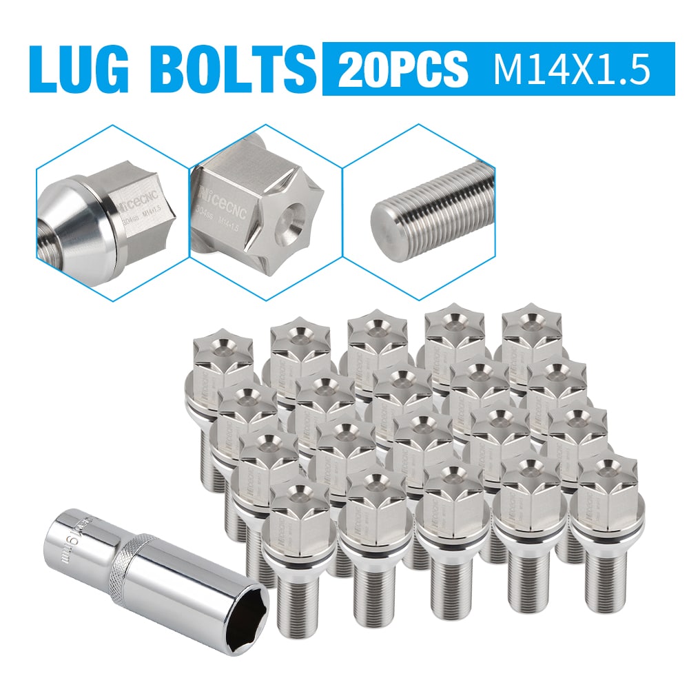 M14x1.5 Thread Stainless Steel Wheel Lug Bolts For Mercedes Benz C300 E350 Sedan