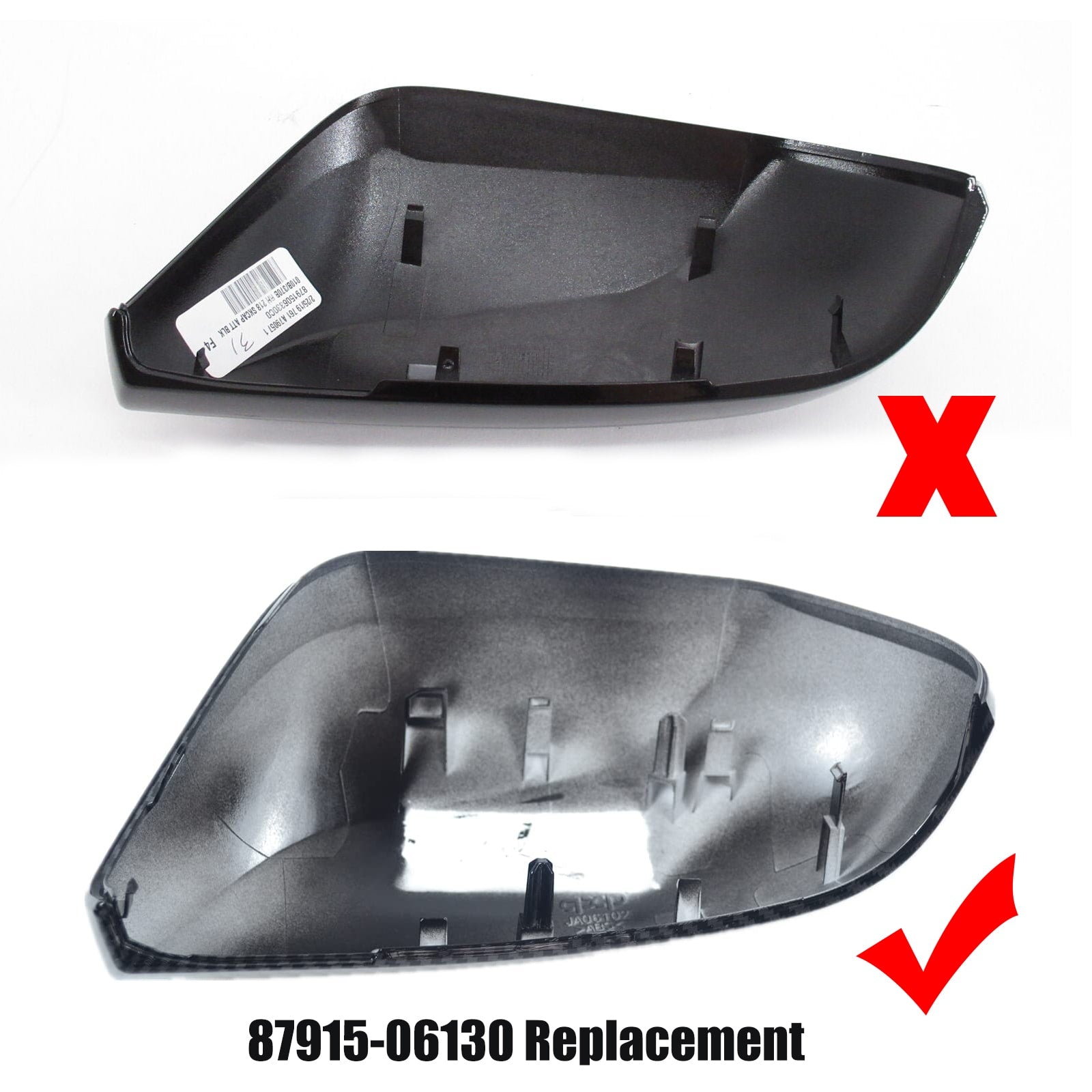 Rear View Mirror Cover Cap Replacement Glossy White For Toyota Camry 2018-2020