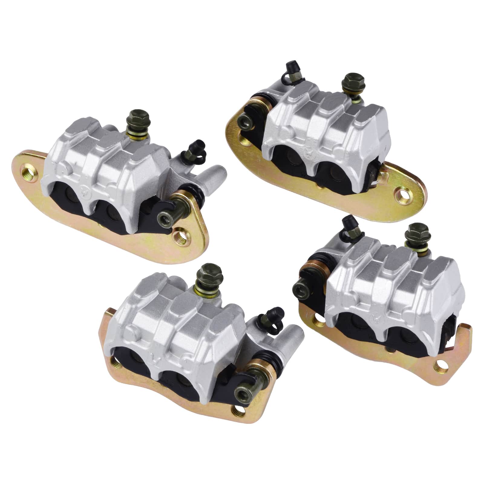 Front + Rear Brake Calipers Set with Pads for Yamaha ATV Rhino 700