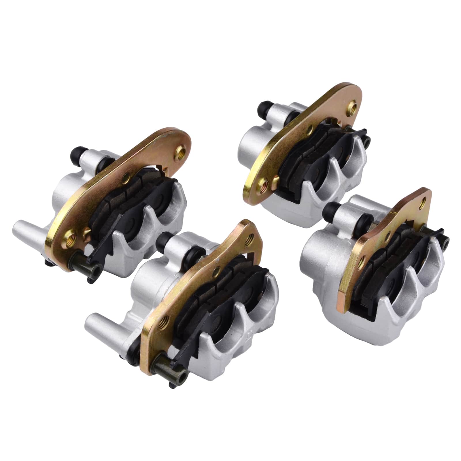 Front + Rear Brake Calipers Set with Pads for Yamaha ATV Rhino 700