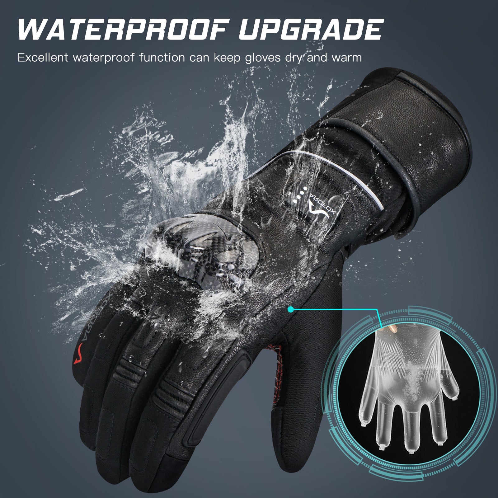 Upgraded Electric Heated Gloves Motorcycle Waterproof Snowproof Anti-Slip Touch Screen Carbon Fiber Shell Protective