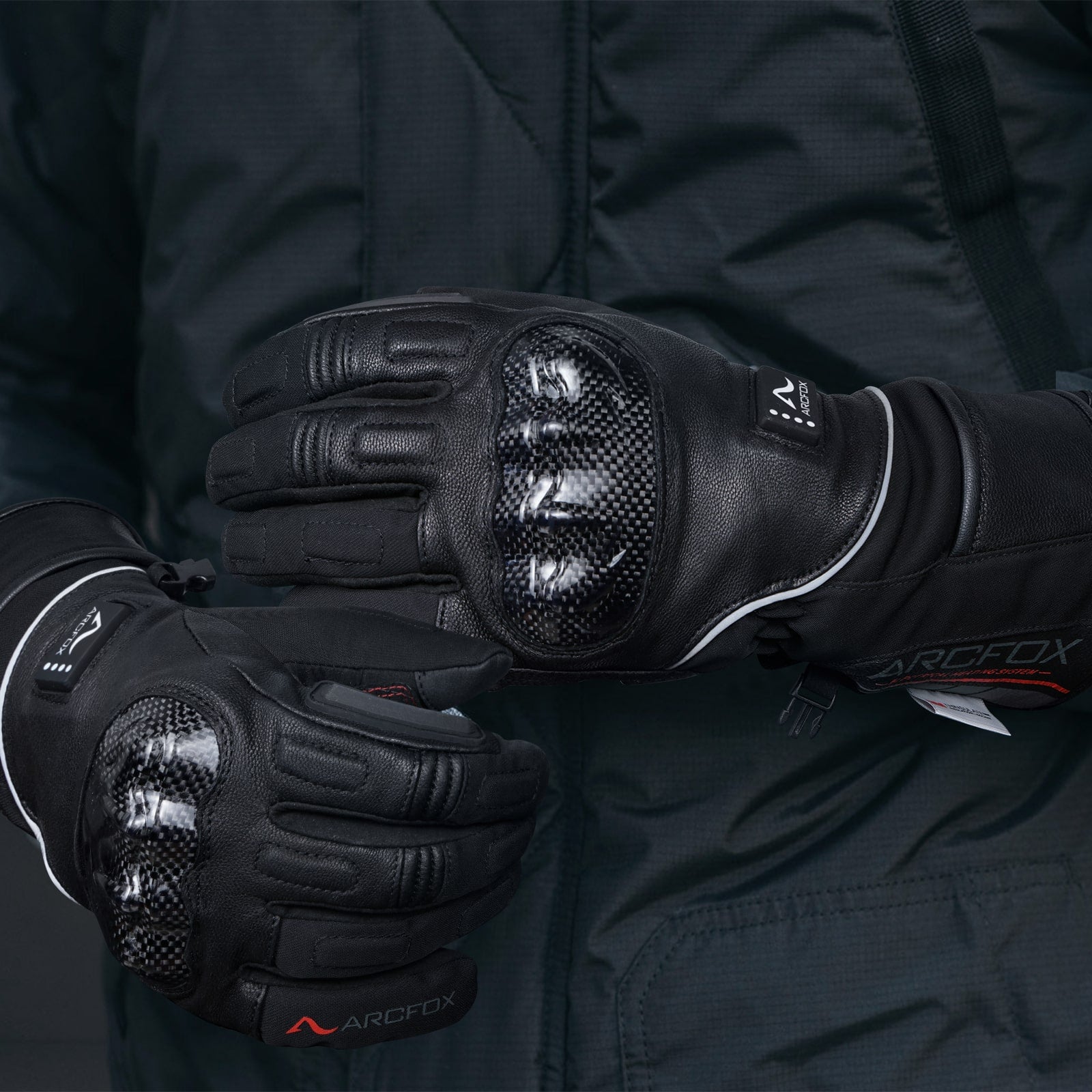 Upgraded Electric Heated Gloves Motorcycle Waterproof Snowproof Anti-Slip Touch Screen Carbon Fiber Shell Protective