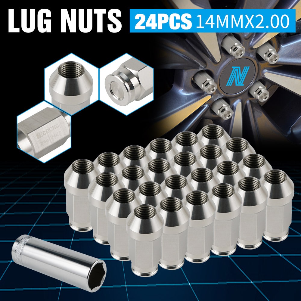 M14x2.0 Stainless Steel Thread Forged Extended Lug Nuts Wheels Rims w/ Key