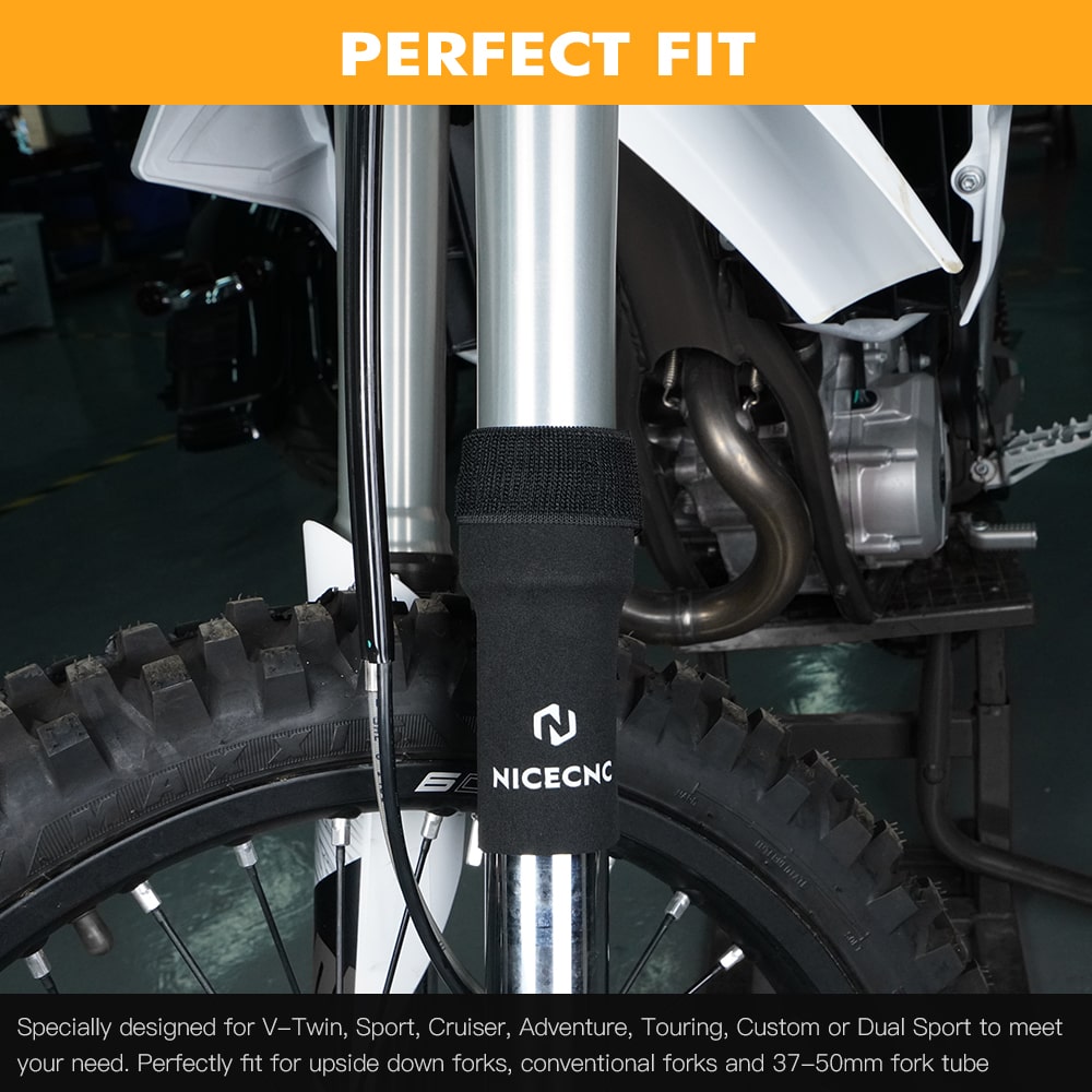 Front Fork Sock 6" Fork Seal Protectors for V-Twin, Sport, Cruiser, Adventure, Touring, Custom or Dual Sport Bike