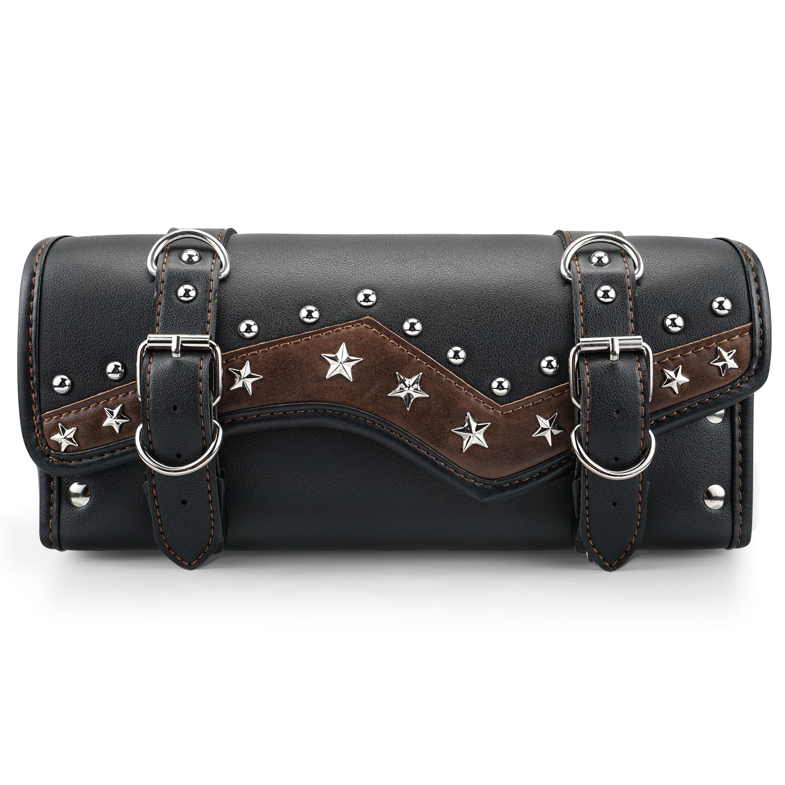 Motorcycle Handlebar Bag Star Rivet Cowhide Texture PU leather