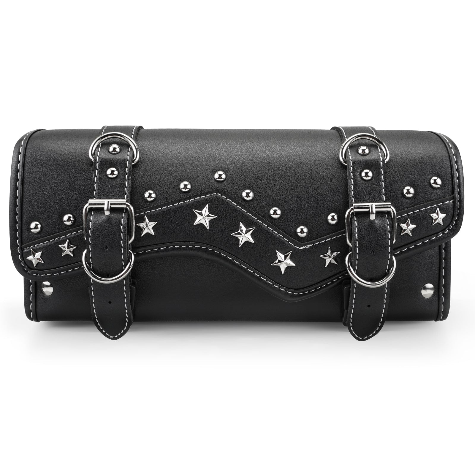 Motorcycle Handlebar Bag Star Rivet Cowhide Texture PU leather