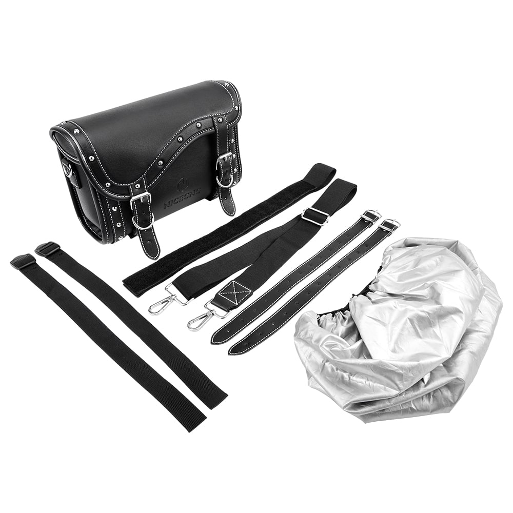 Motorcycle Handlebar Bag with Straps & Protecting Cover PU Leather