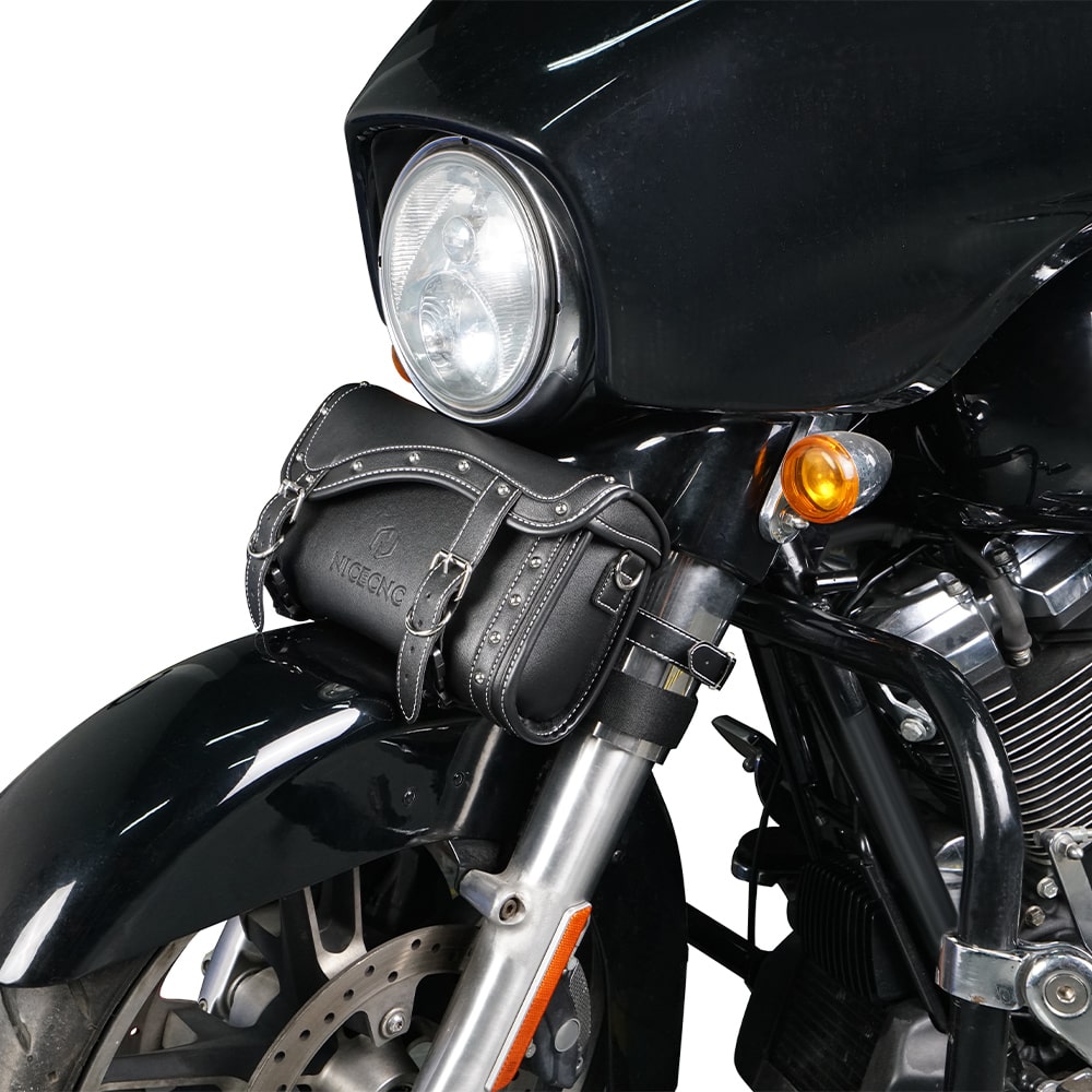 Motorcycle Front Fork Handlebar Bag | PU Leather