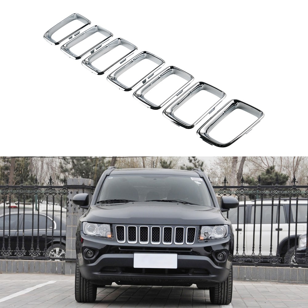 Front Grille Grill Insert Cover Frame Trims for Jeep Compass 2011-2016